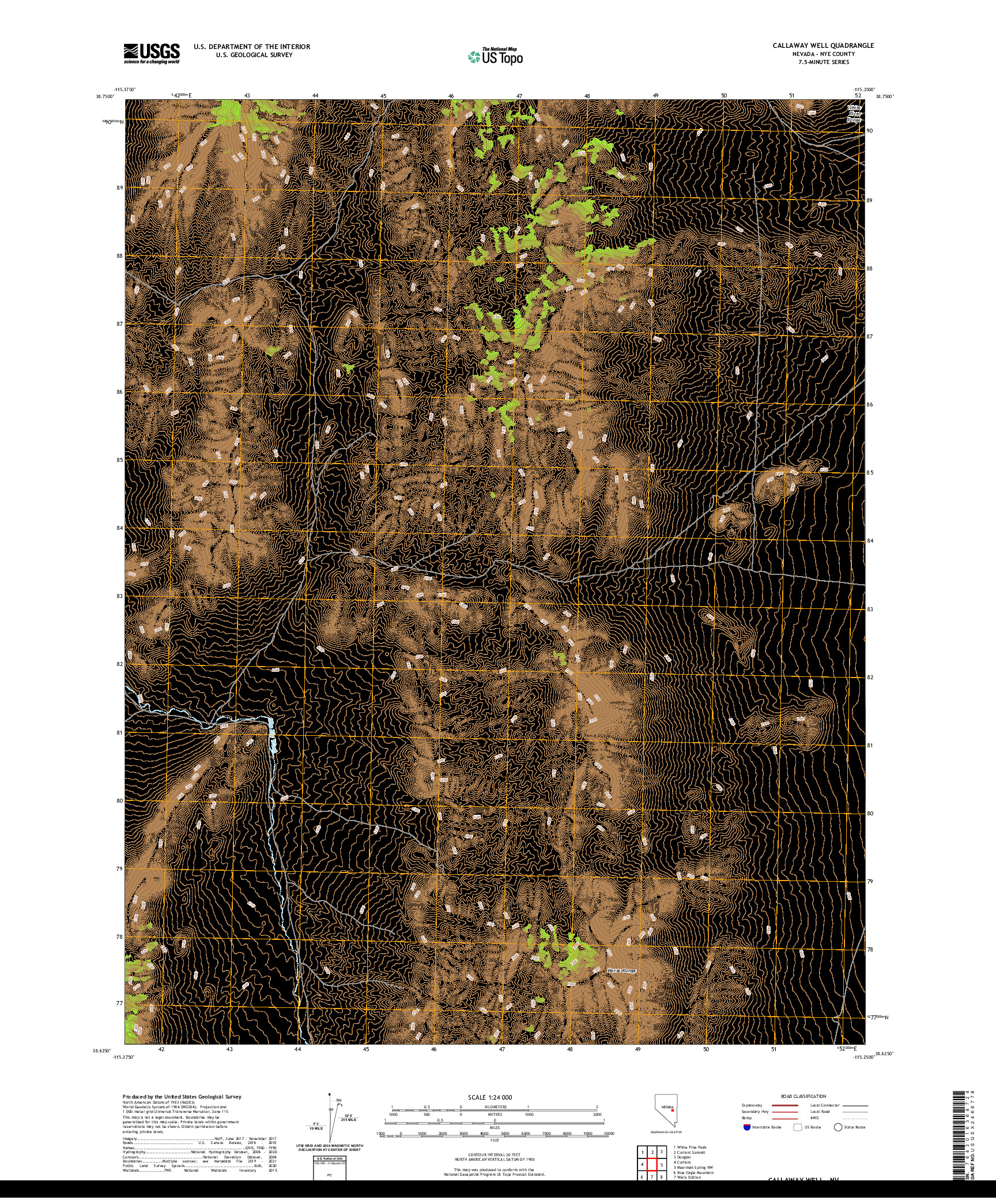 US TOPO 7.5-MINUTE MAP FOR CALLAWAY WELL, NV