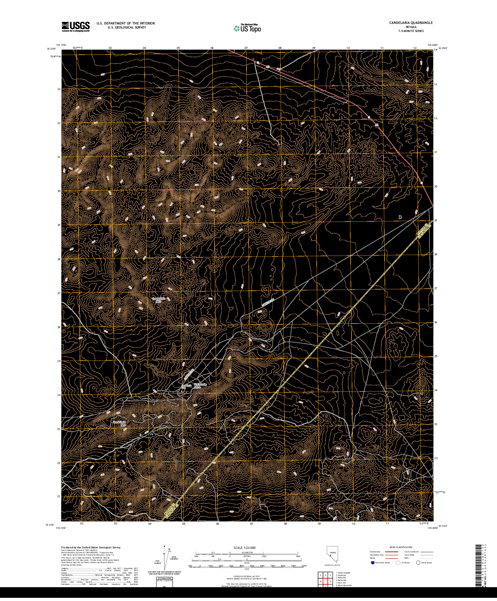 US TOPO 7.5-MINUTE MAP FOR CANDELARIA, NV