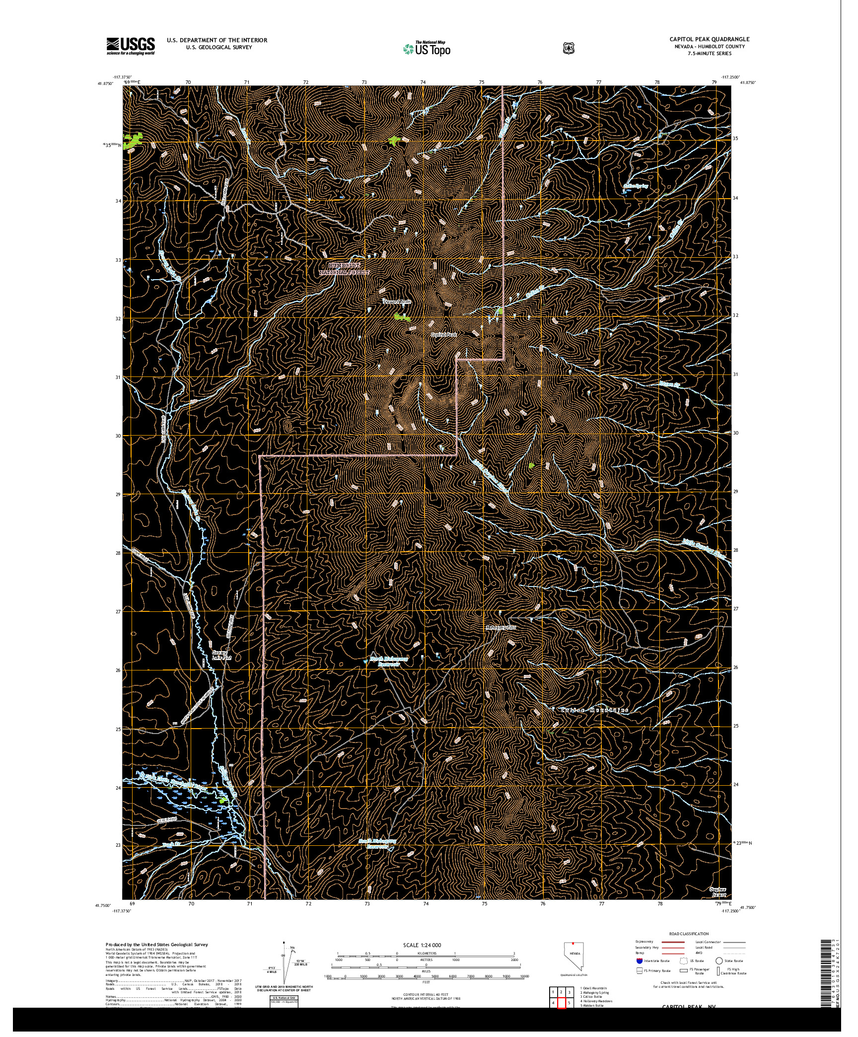 US TOPO 7.5-MINUTE MAP FOR CAPITOL PEAK, NV