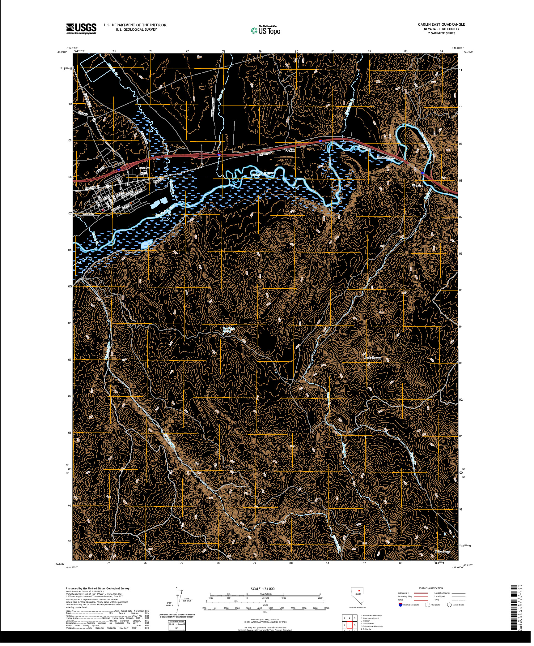 US TOPO 7.5-MINUTE MAP FOR CARLIN EAST, NV