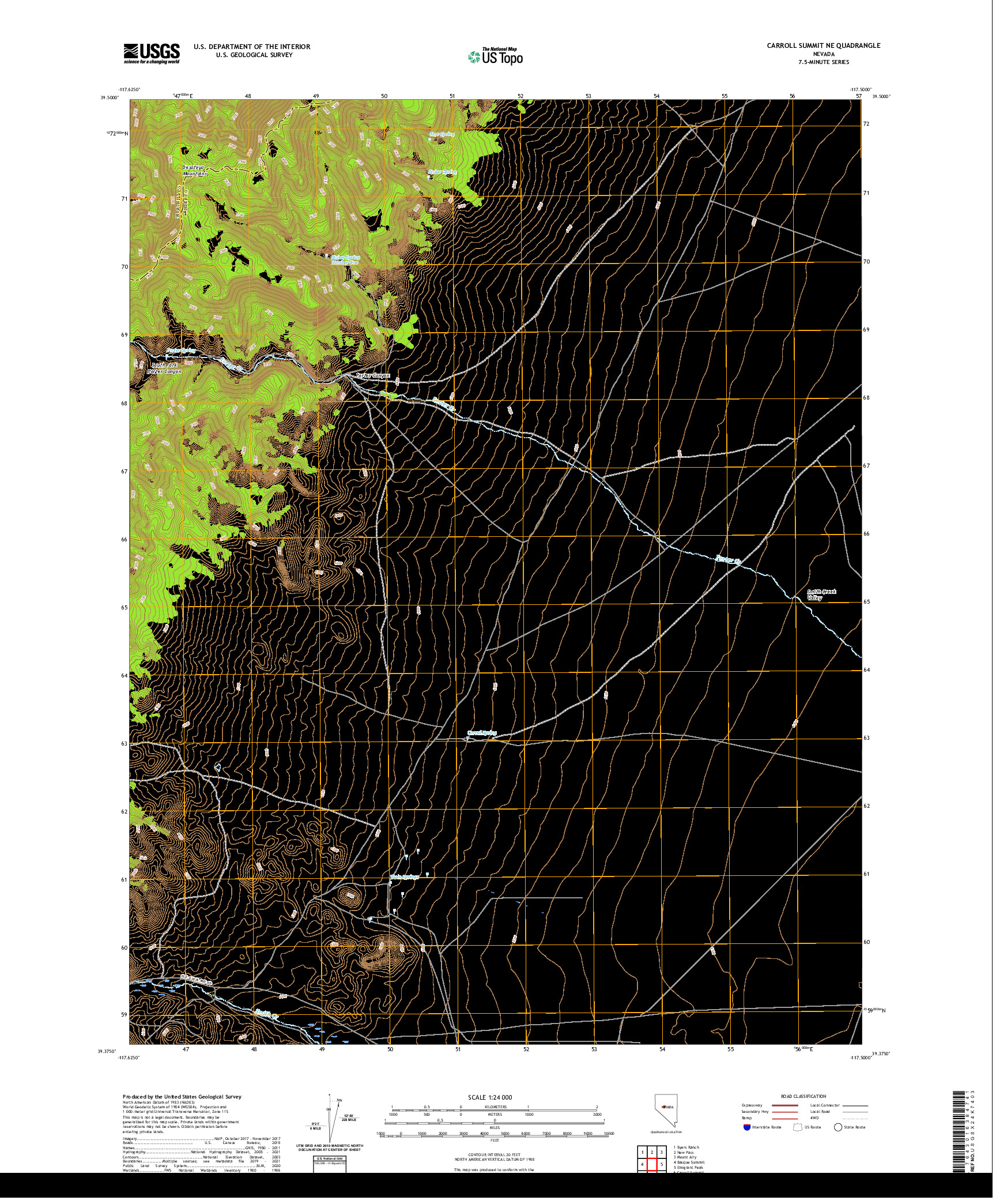 US TOPO 7.5-MINUTE MAP FOR CARROLL SUMMIT NE, NV