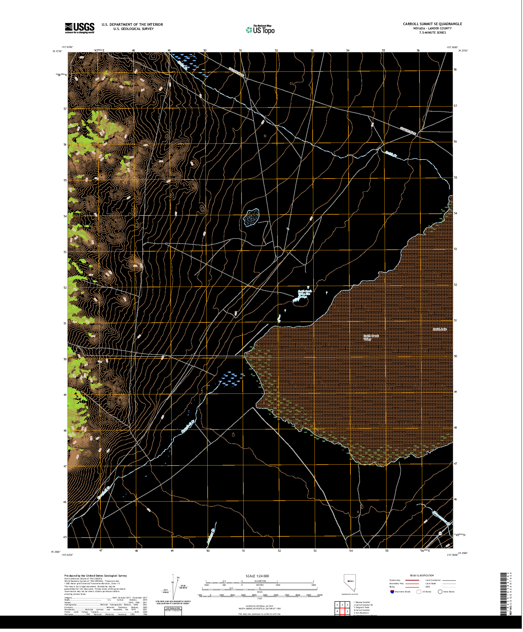 US TOPO 7.5-MINUTE MAP FOR CARROLL SUMMIT SE, NV