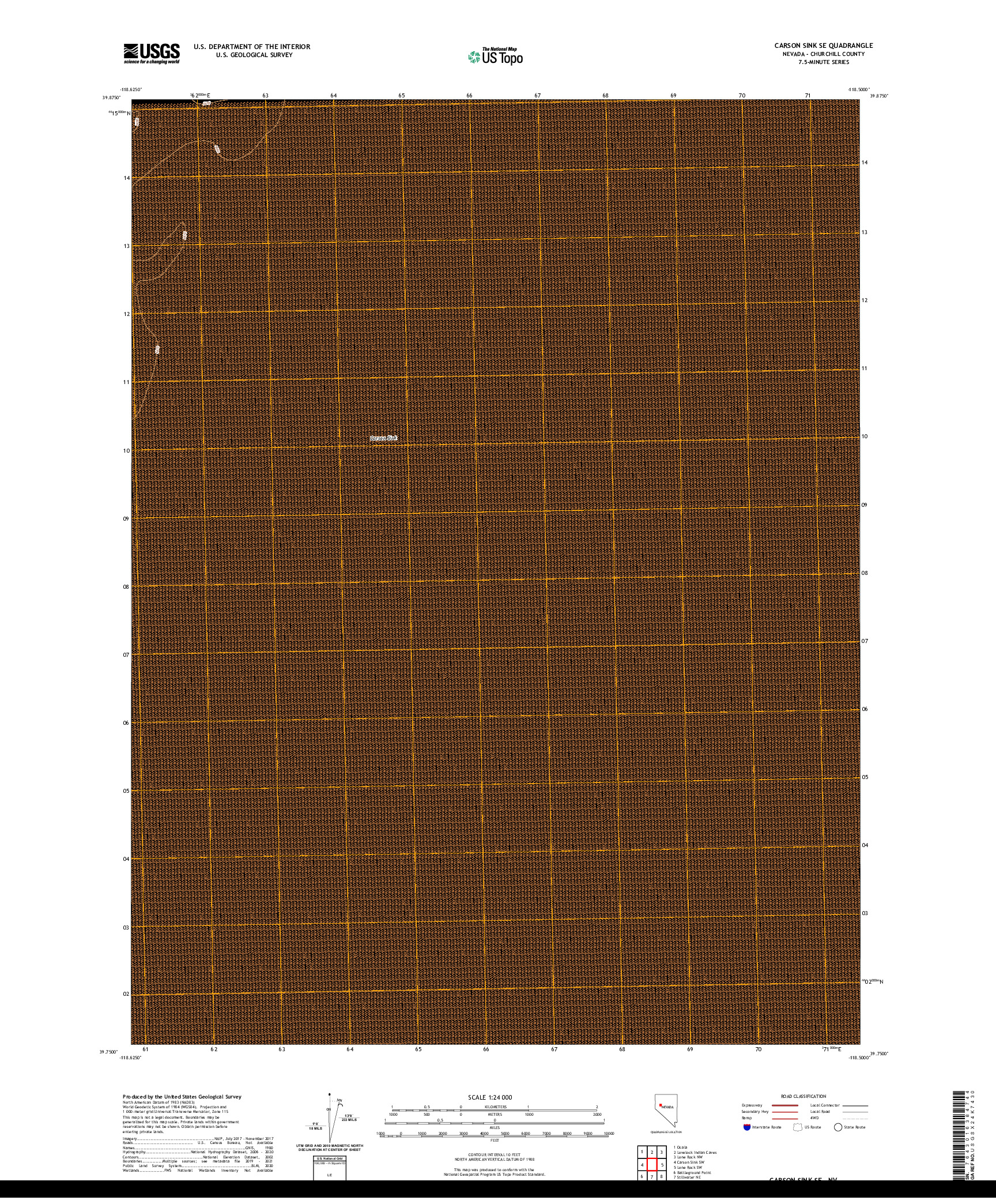 US TOPO 7.5-MINUTE MAP FOR CARSON SINK SE, NV