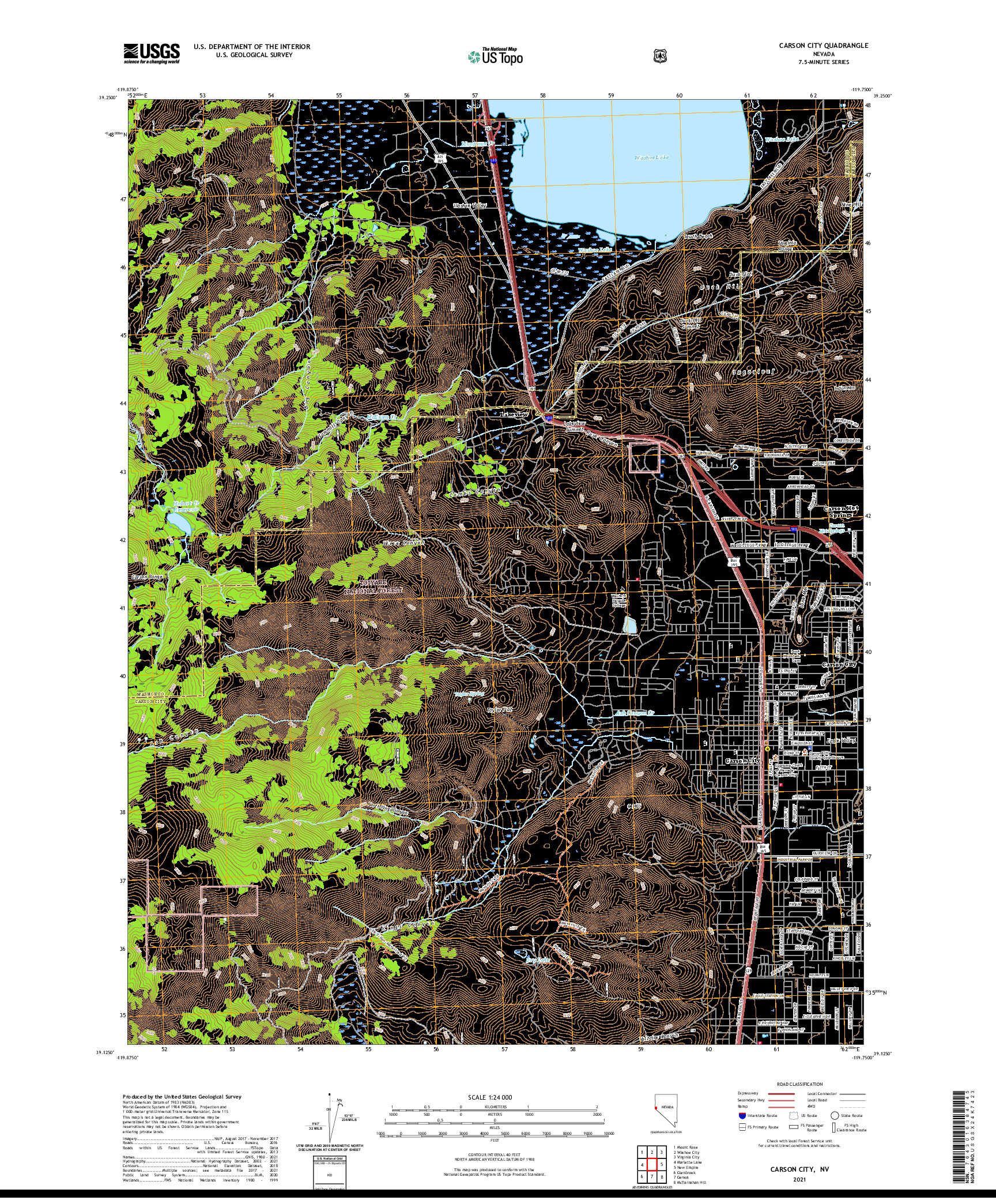 US TOPO 7.5-MINUTE MAP FOR CARSON CITY, NV