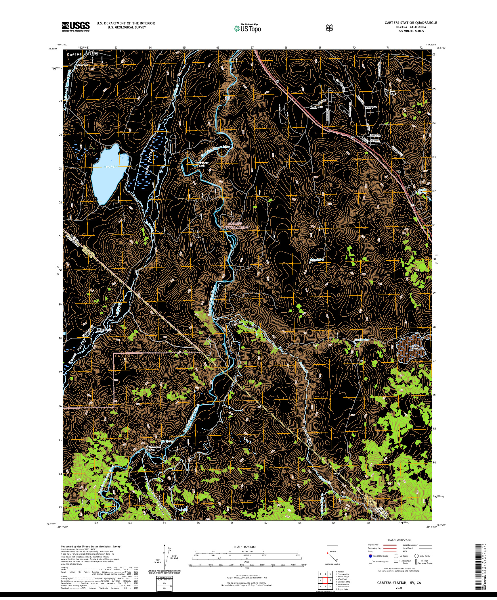 US TOPO 7.5-MINUTE MAP FOR CARTERS STATION, NV,CA