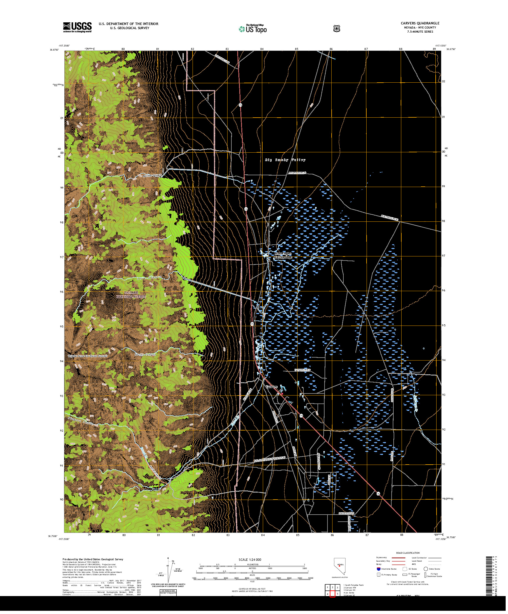 US TOPO 7.5-MINUTE MAP FOR CARVERS, NV