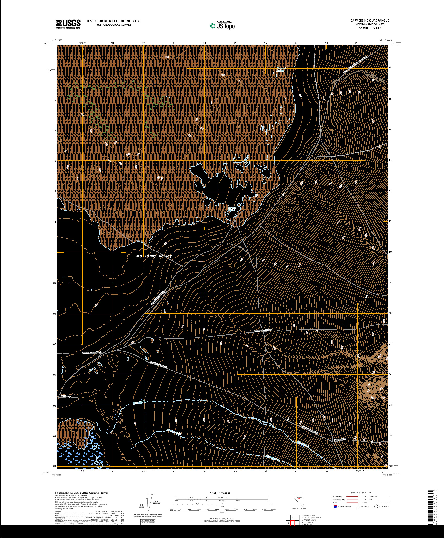 US TOPO 7.5-MINUTE MAP FOR CARVERS NE, NV