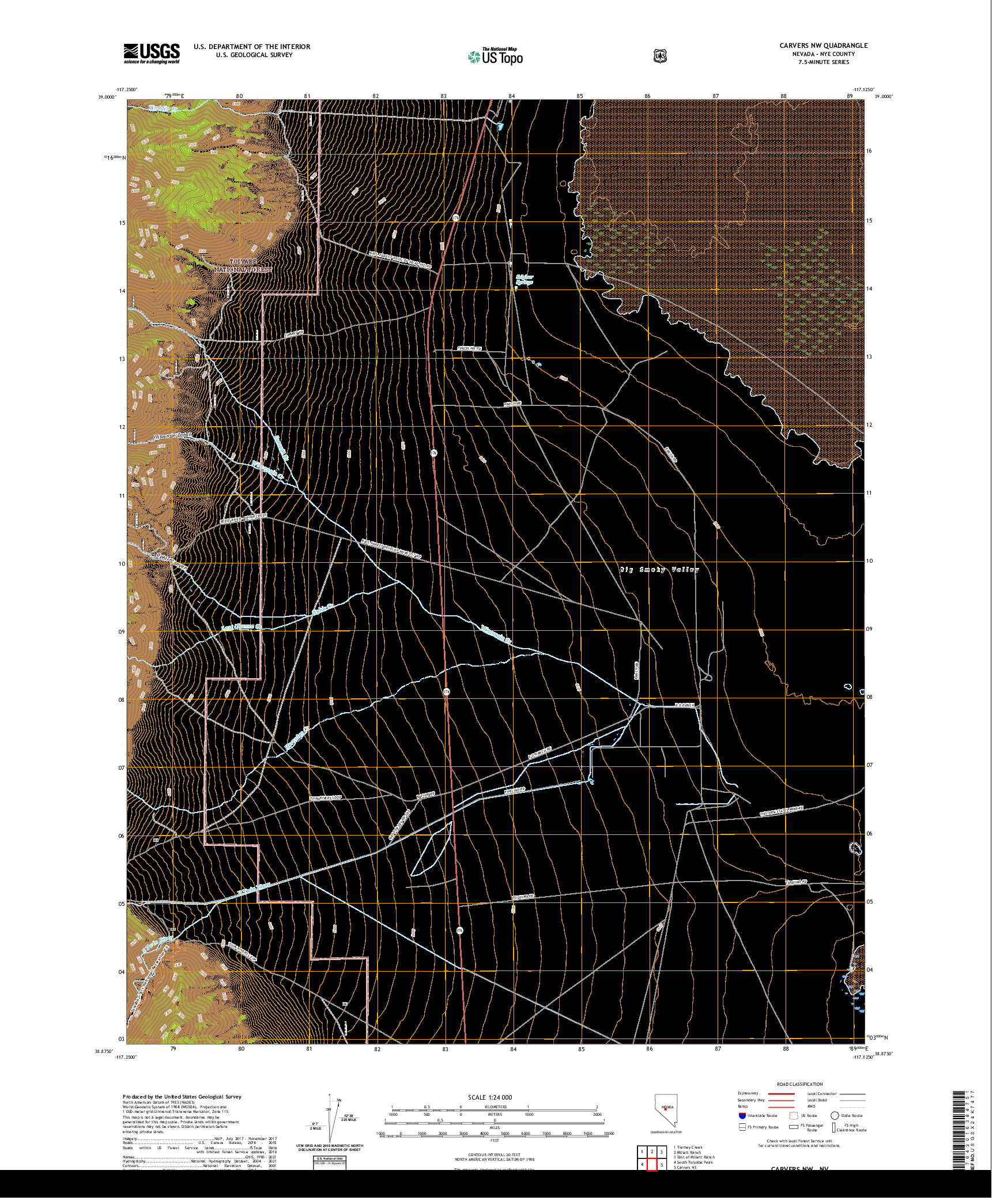 US TOPO 7.5-MINUTE MAP FOR CARVERS NW, NV