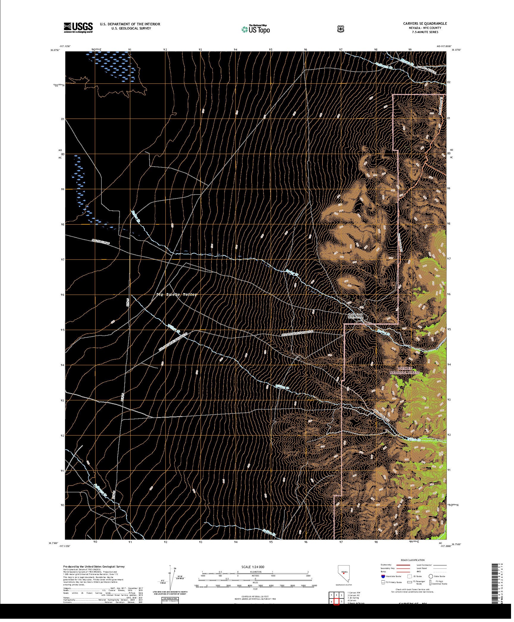 US TOPO 7.5-MINUTE MAP FOR CARVERS SE, NV