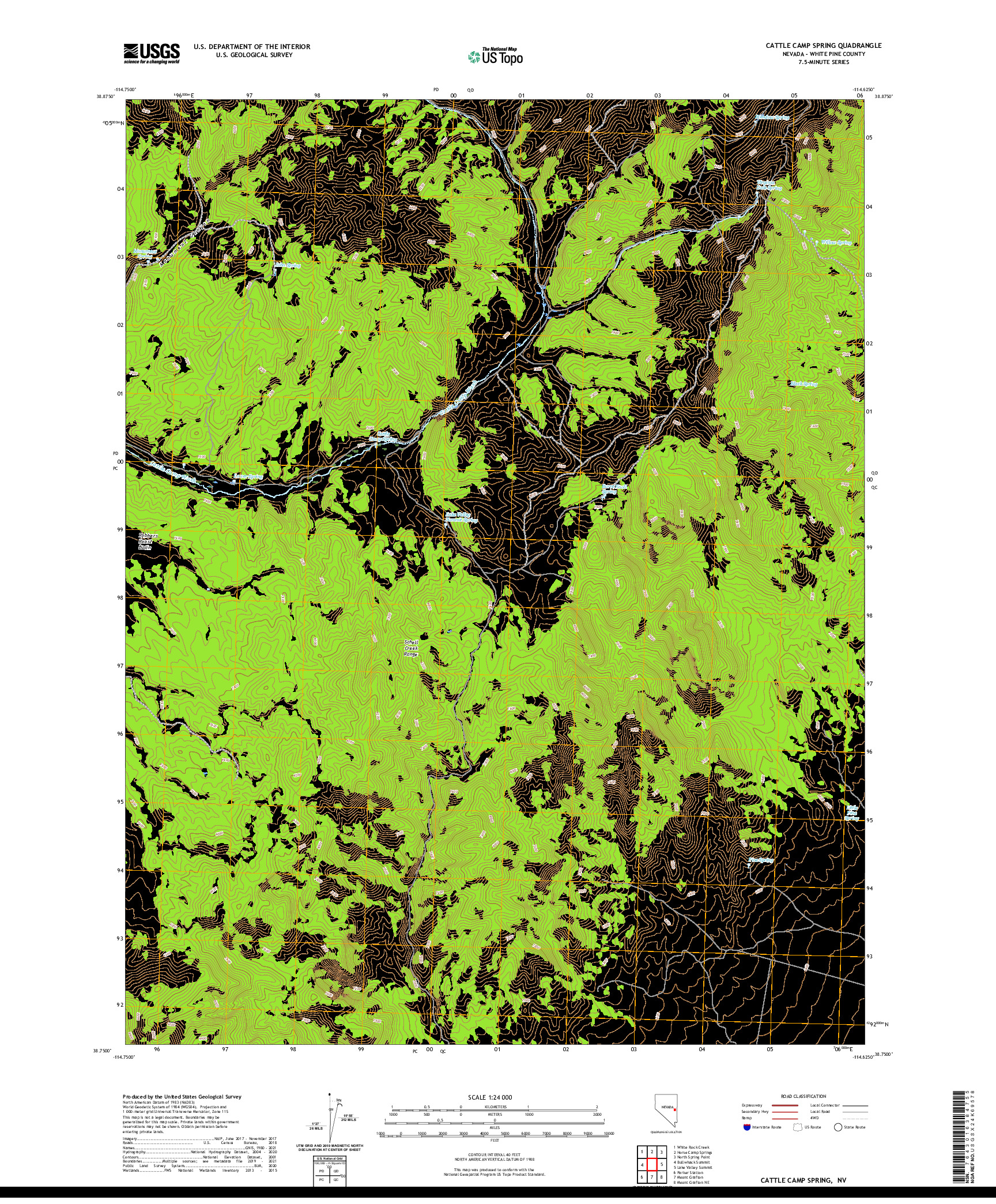 US TOPO 7.5-MINUTE MAP FOR CATTLE CAMP SPRING, NV