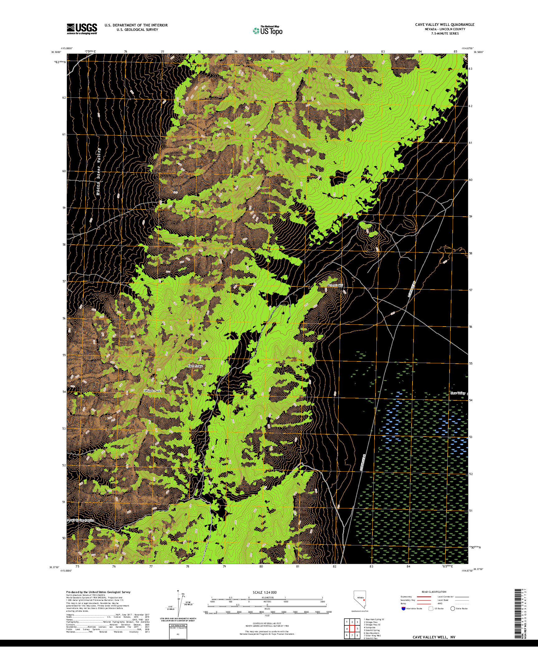 US TOPO 7.5-MINUTE MAP FOR CAVE VALLEY WELL, NV