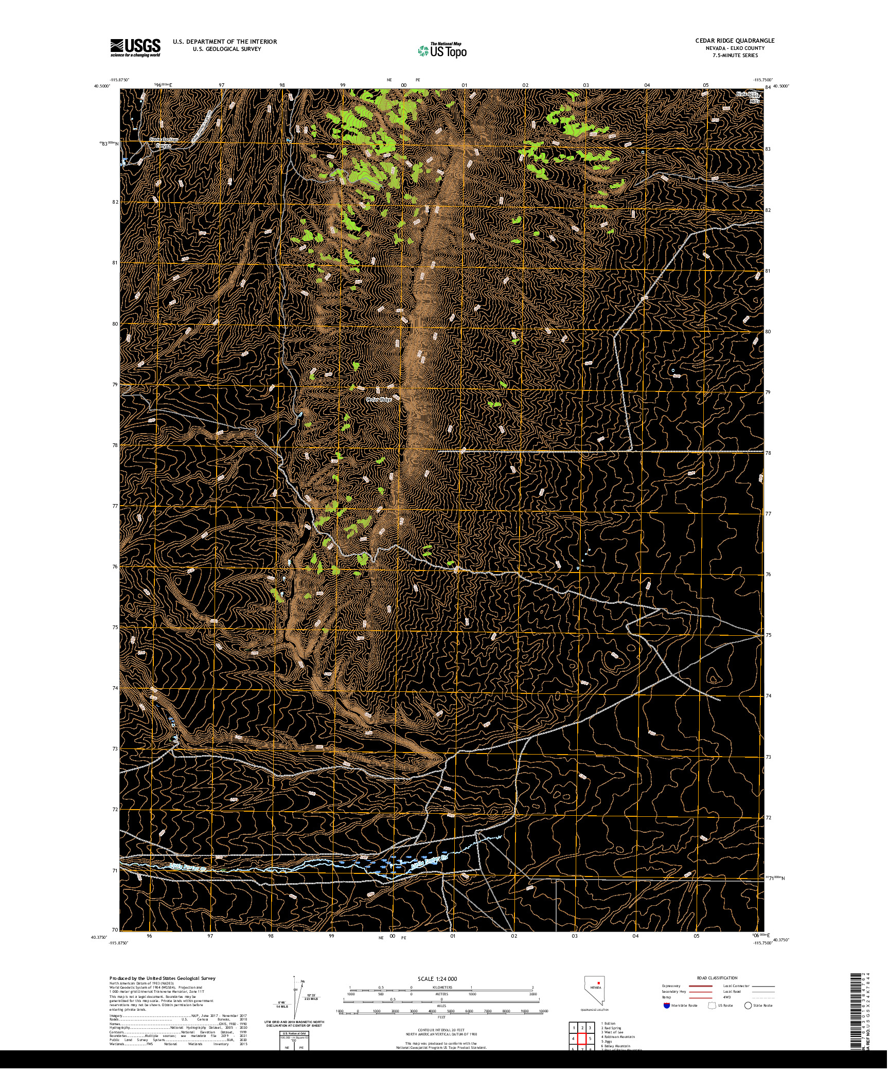 US TOPO 7.5-MINUTE MAP FOR CEDAR RIDGE, NV