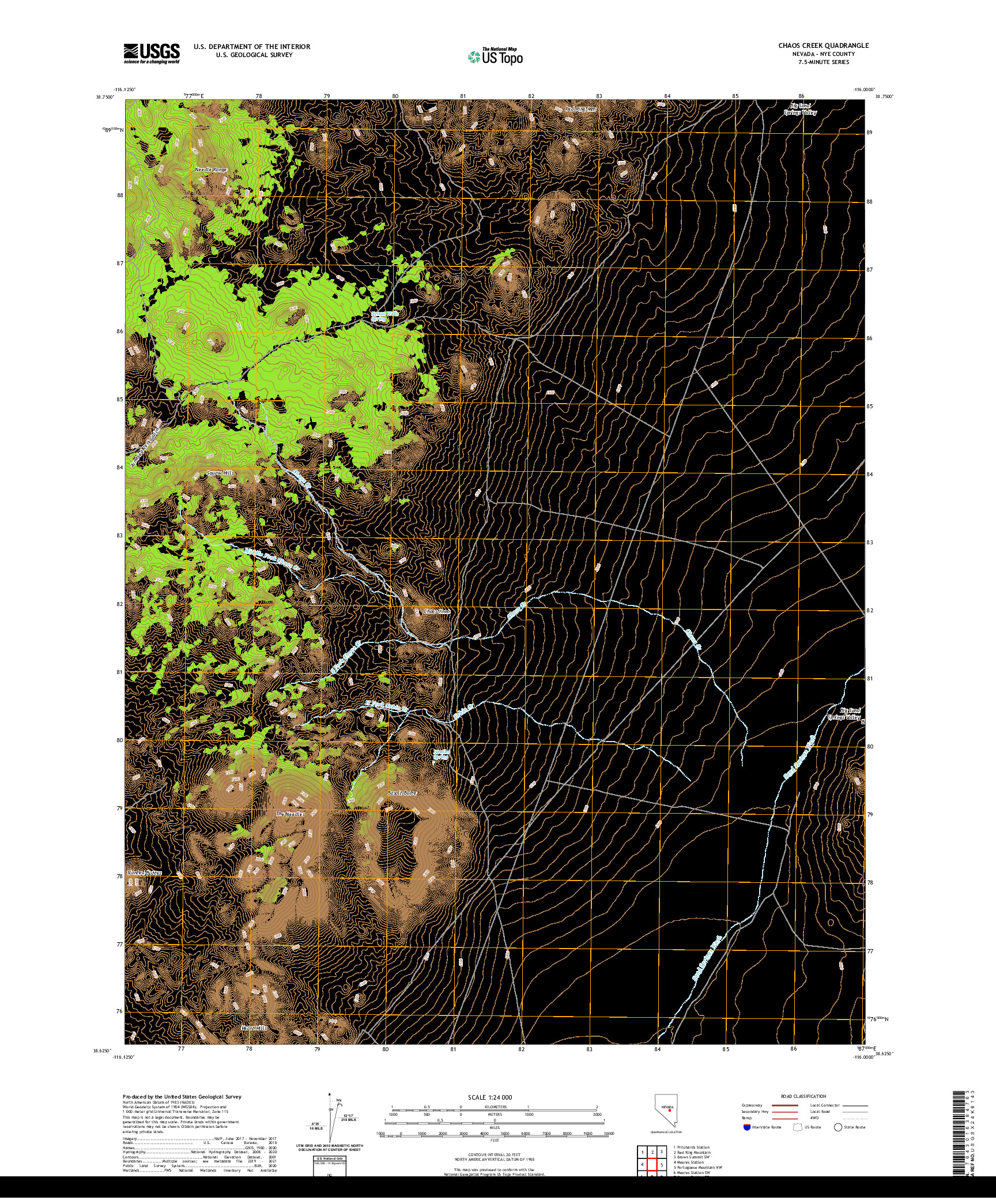US TOPO 7.5-MINUTE MAP FOR CHAOS CREEK, NV