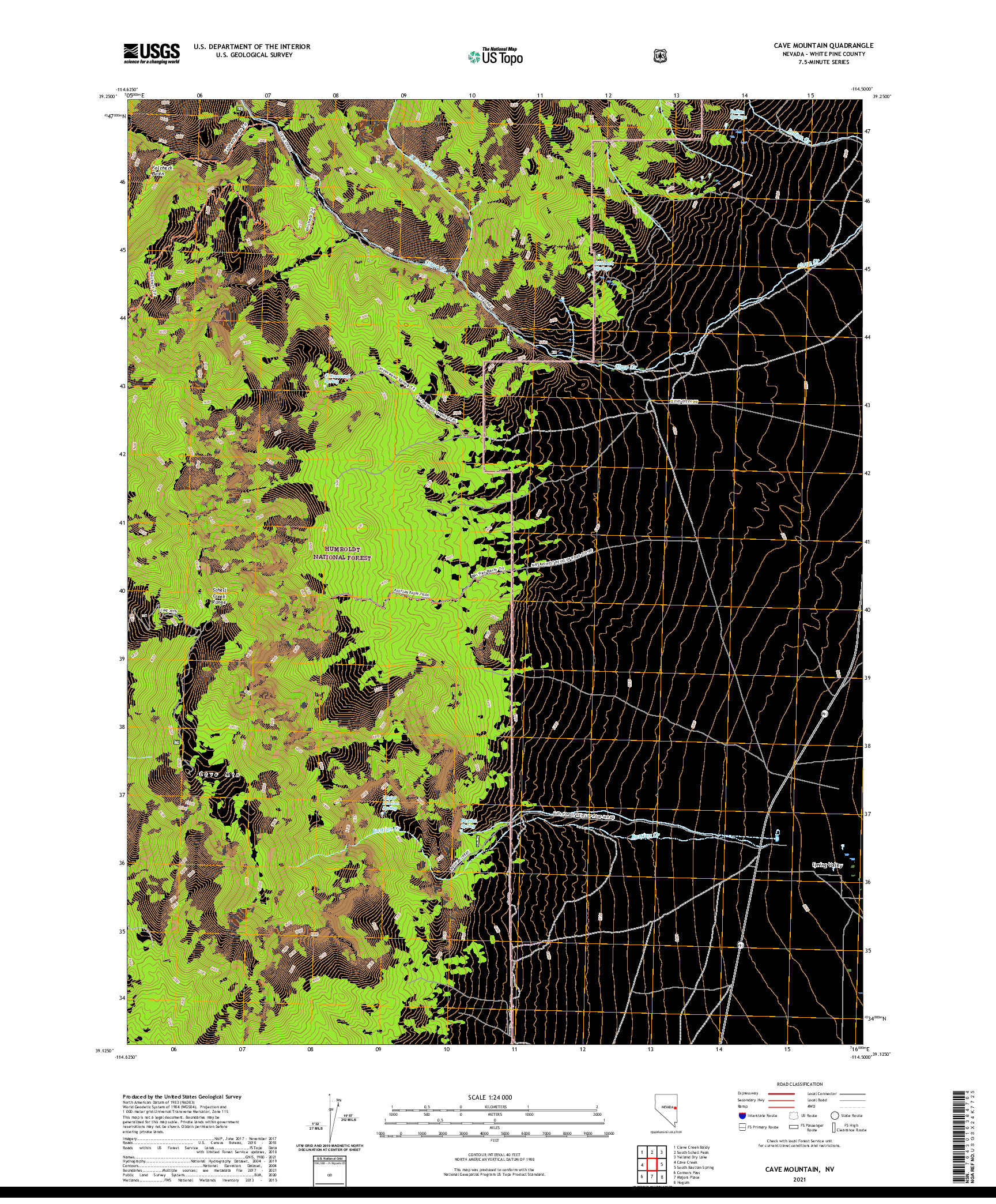 US TOPO 7.5-MINUTE MAP FOR CAVE MOUNTAIN, NV