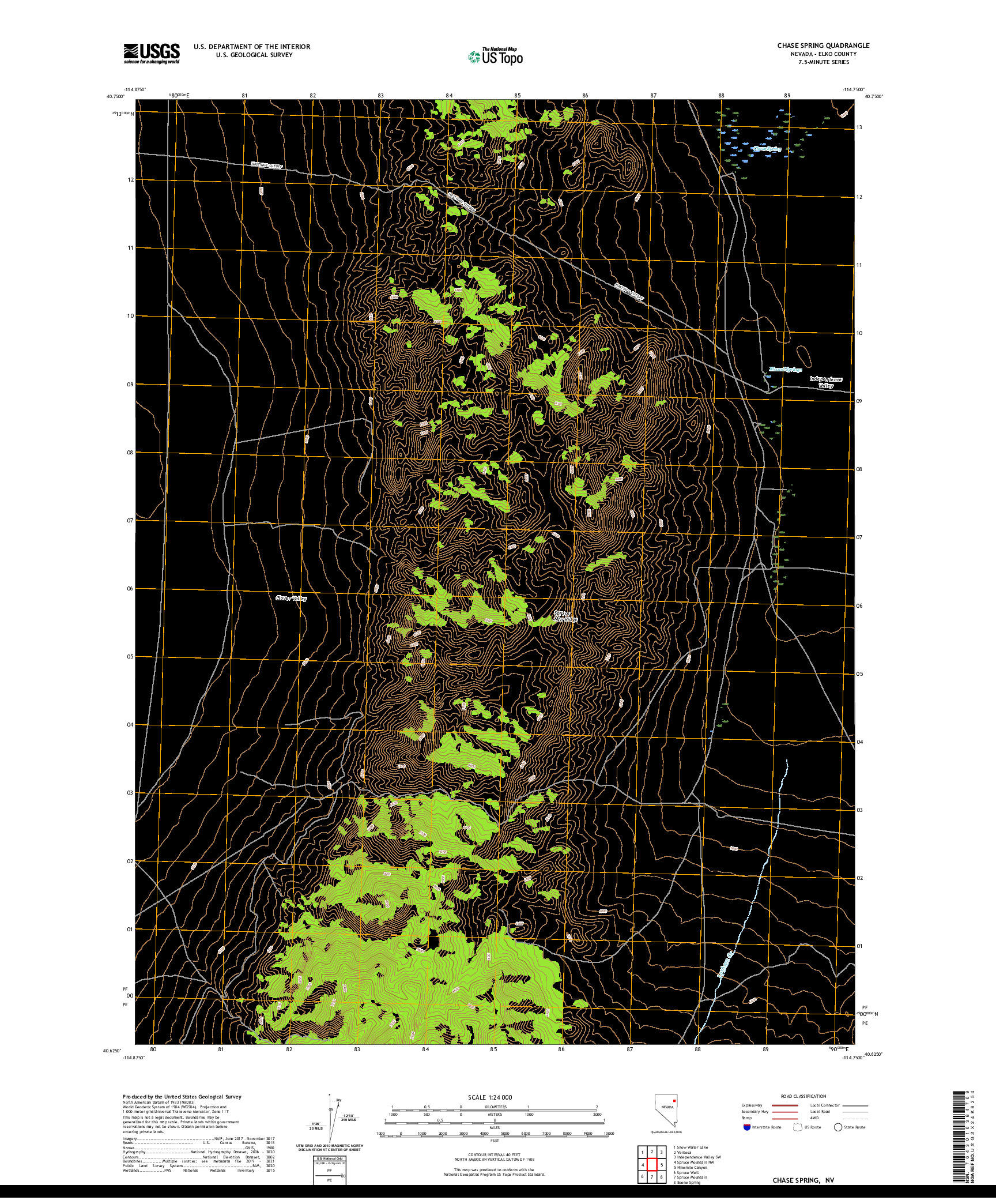 US TOPO 7.5-MINUTE MAP FOR CHASE SPRING, NV