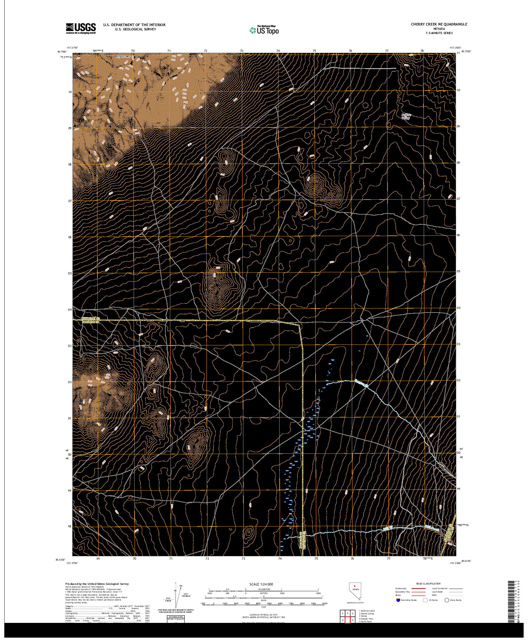 US TOPO 7.5-MINUTE MAP FOR CHERRY CREEK NE, NV