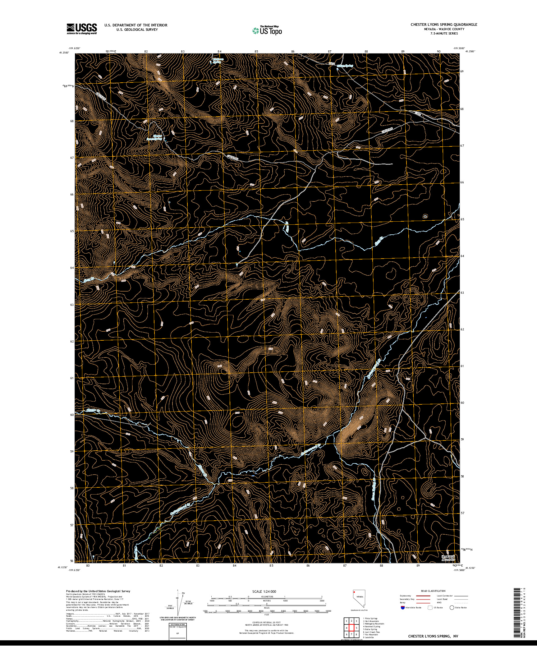 US TOPO 7.5-MINUTE MAP FOR CHESTER LYONS SPRING, NV