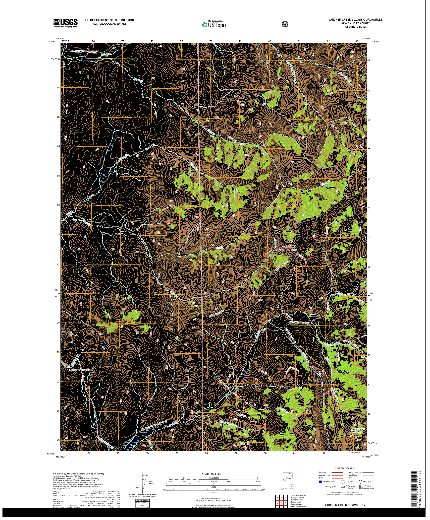 US TOPO 7.5-MINUTE MAP FOR CHICKEN CREEK SUMMIT, NV