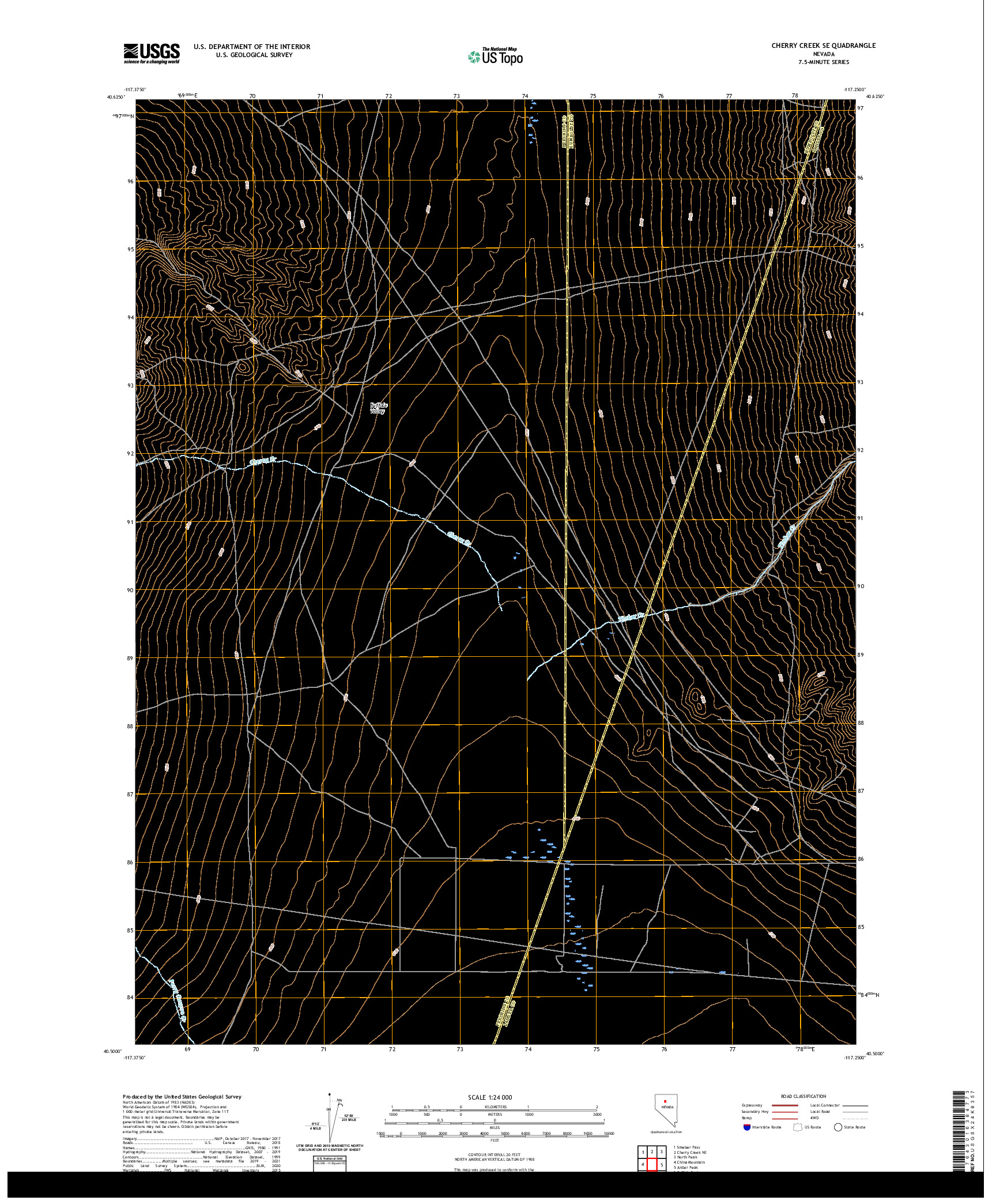 US TOPO 7.5-MINUTE MAP FOR CHERRY CREEK SE, NV