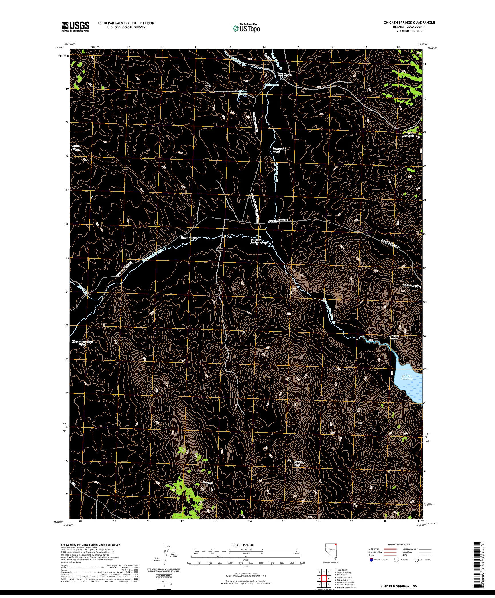 US TOPO 7.5-MINUTE MAP FOR CHICKEN SPRINGS, NV