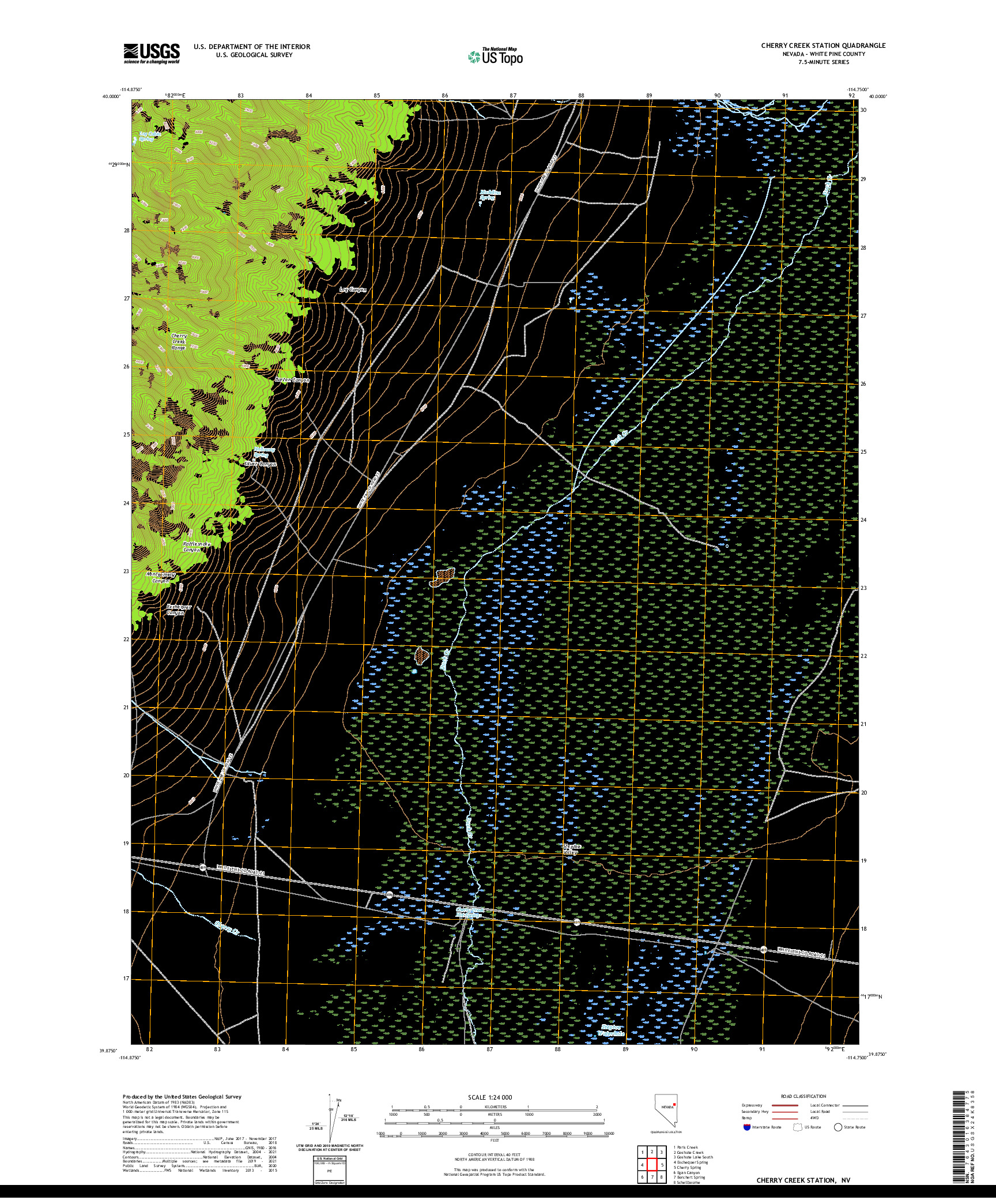 US TOPO 7.5-MINUTE MAP FOR CHERRY CREEK STATION, NV