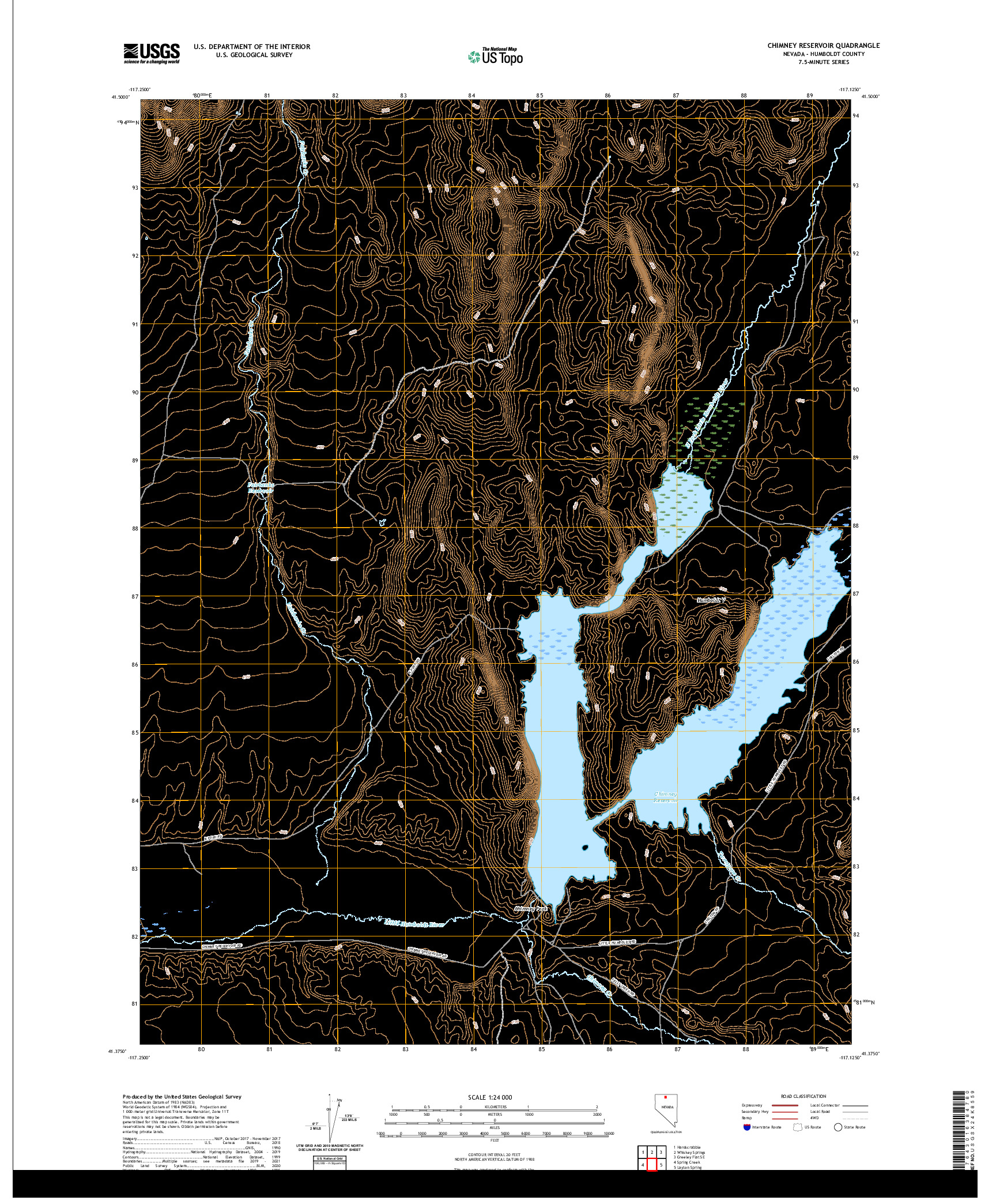 US TOPO 7.5-MINUTE MAP FOR CHIMNEY RESERVOIR, NV