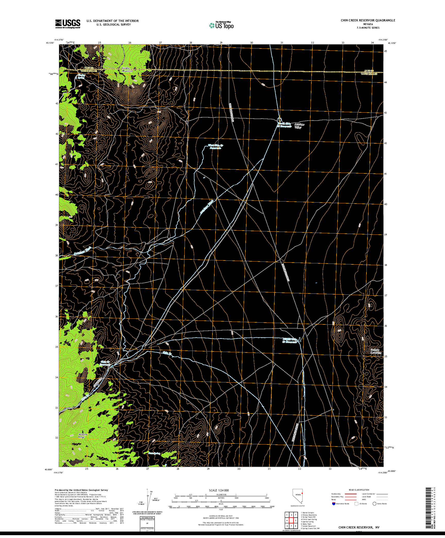 US TOPO 7.5-MINUTE MAP FOR CHIN CREEK RESERVOIR, NV