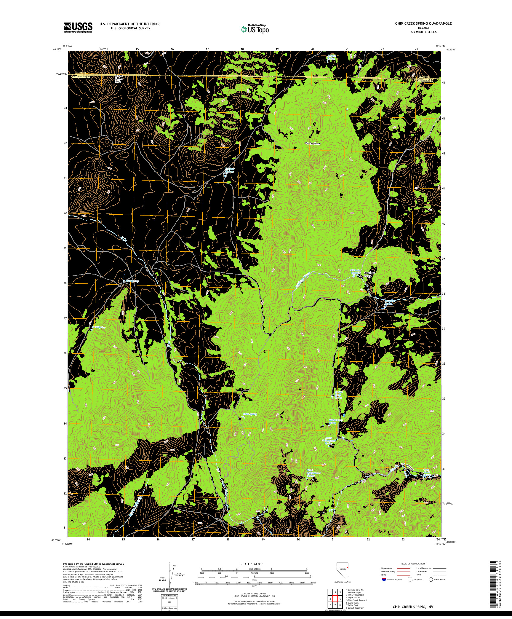 US TOPO 7.5-MINUTE MAP FOR CHIN CREEK SPRING, NV