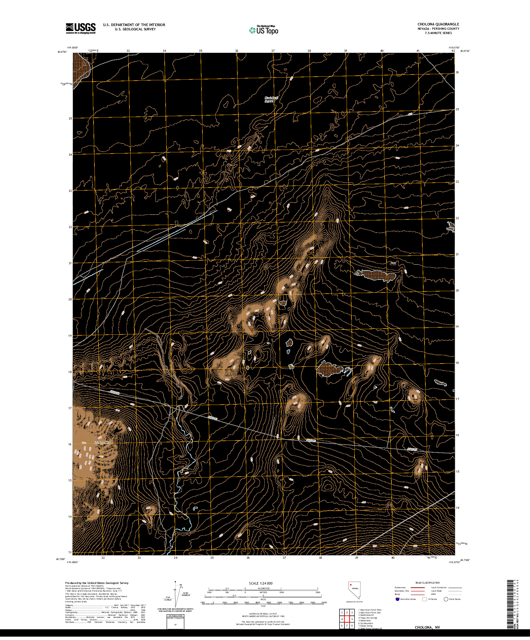 US TOPO 7.5-MINUTE MAP FOR CHOLONA, NV