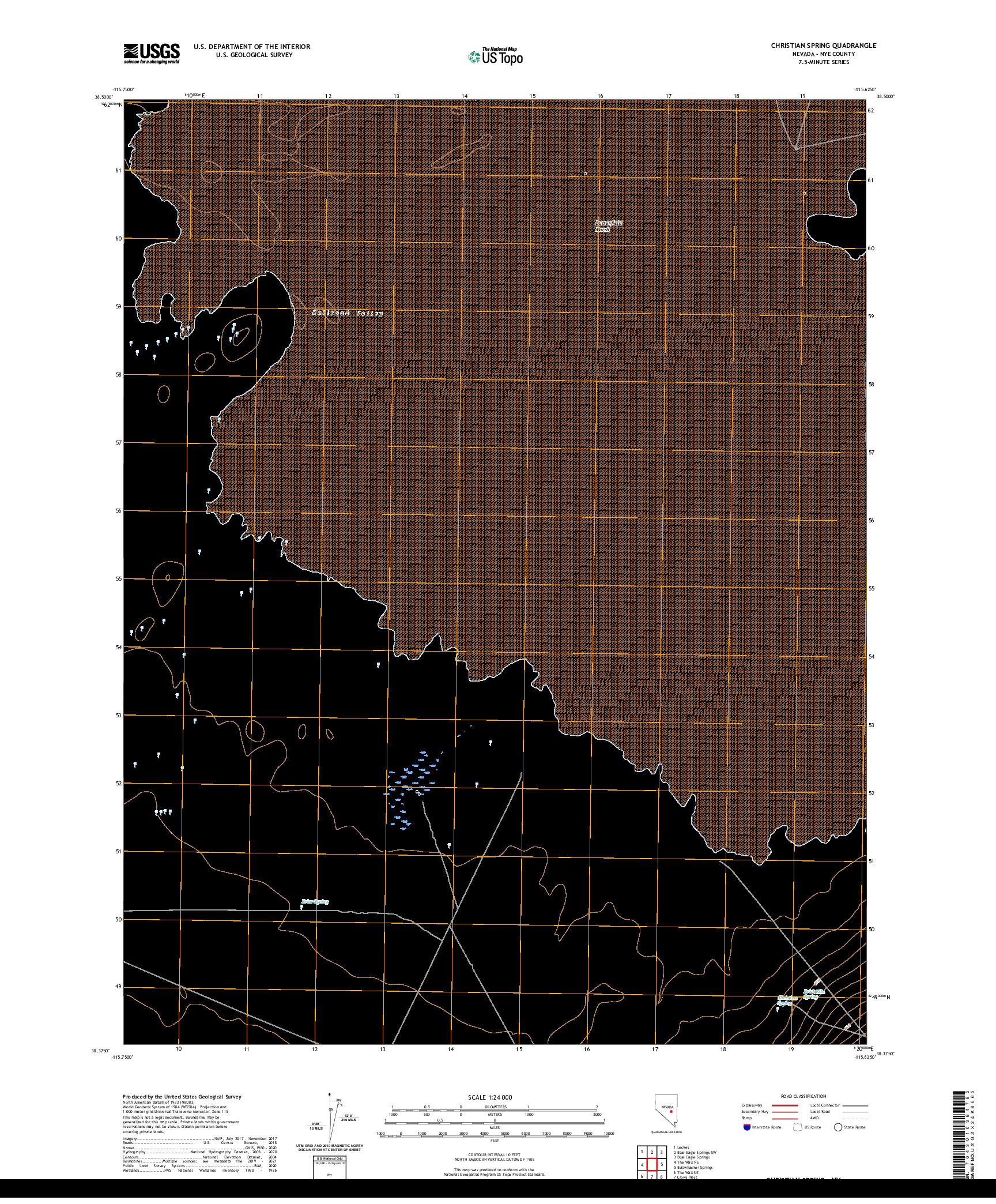 US TOPO 7.5-MINUTE MAP FOR CHRISTIAN SPRING, NV