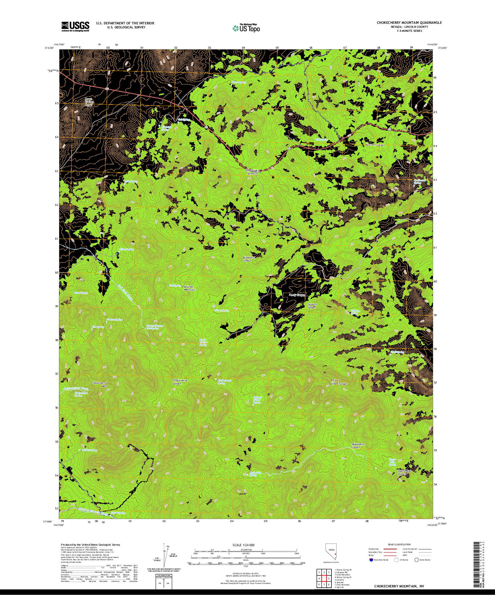 US TOPO 7.5-MINUTE MAP FOR CHOKECHERRY MOUNTAIN, NV