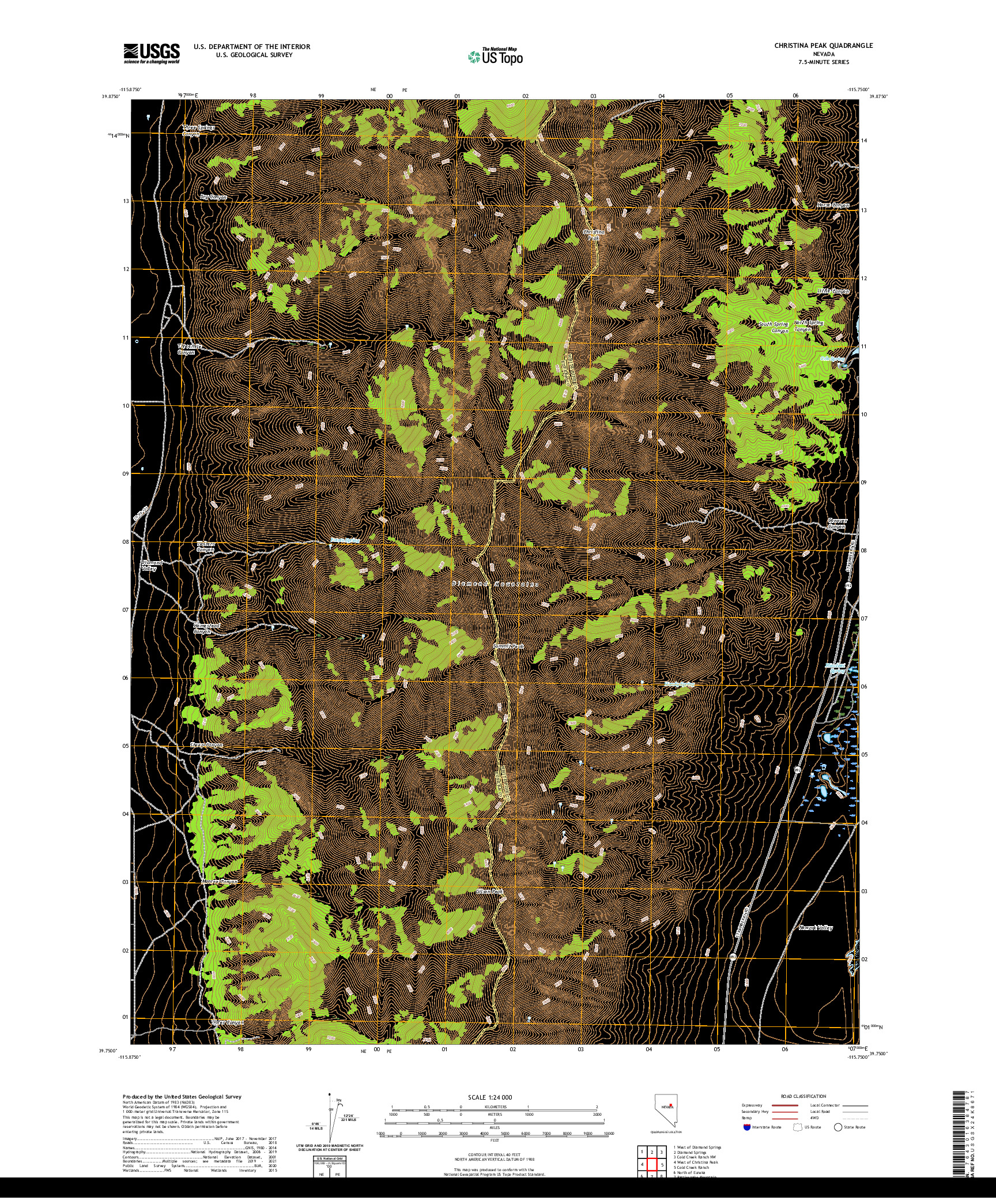 US TOPO 7.5-MINUTE MAP FOR CHRISTINA PEAK, NV