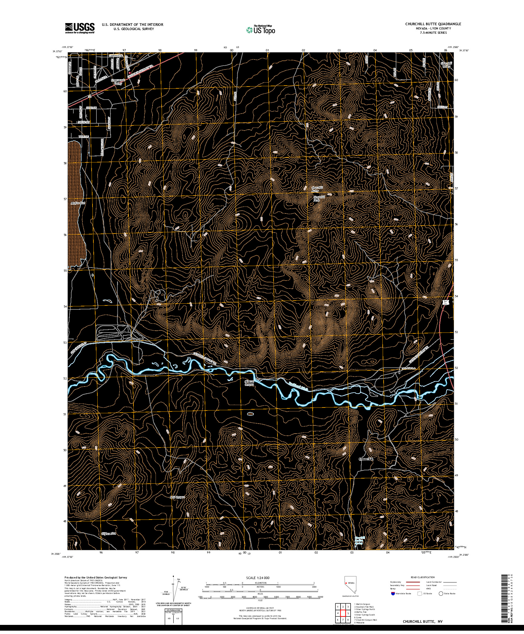 US TOPO 7.5-MINUTE MAP FOR CHURCHILL BUTTE, NV