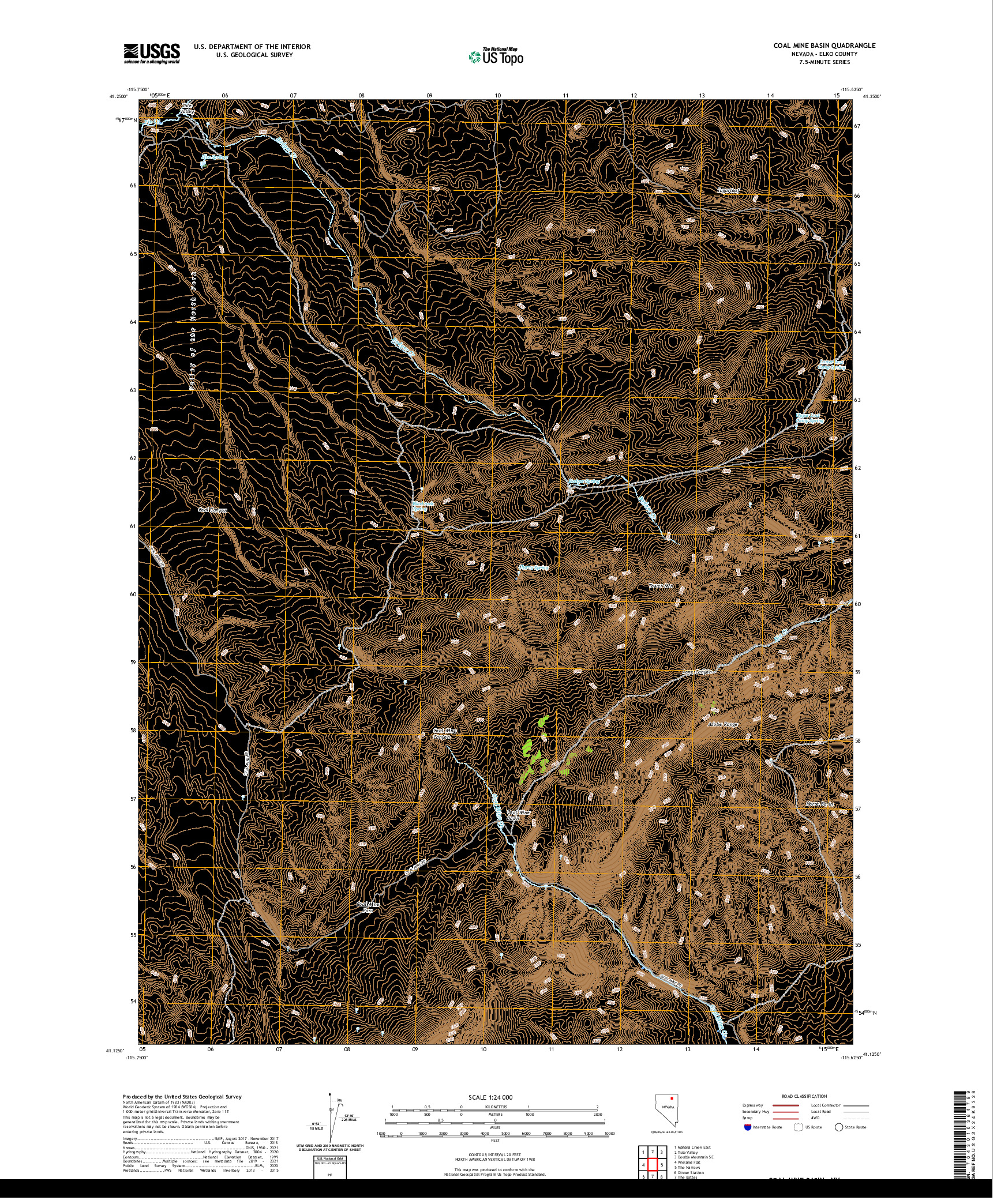 US TOPO 7.5-MINUTE MAP FOR COAL MINE BASIN, NV