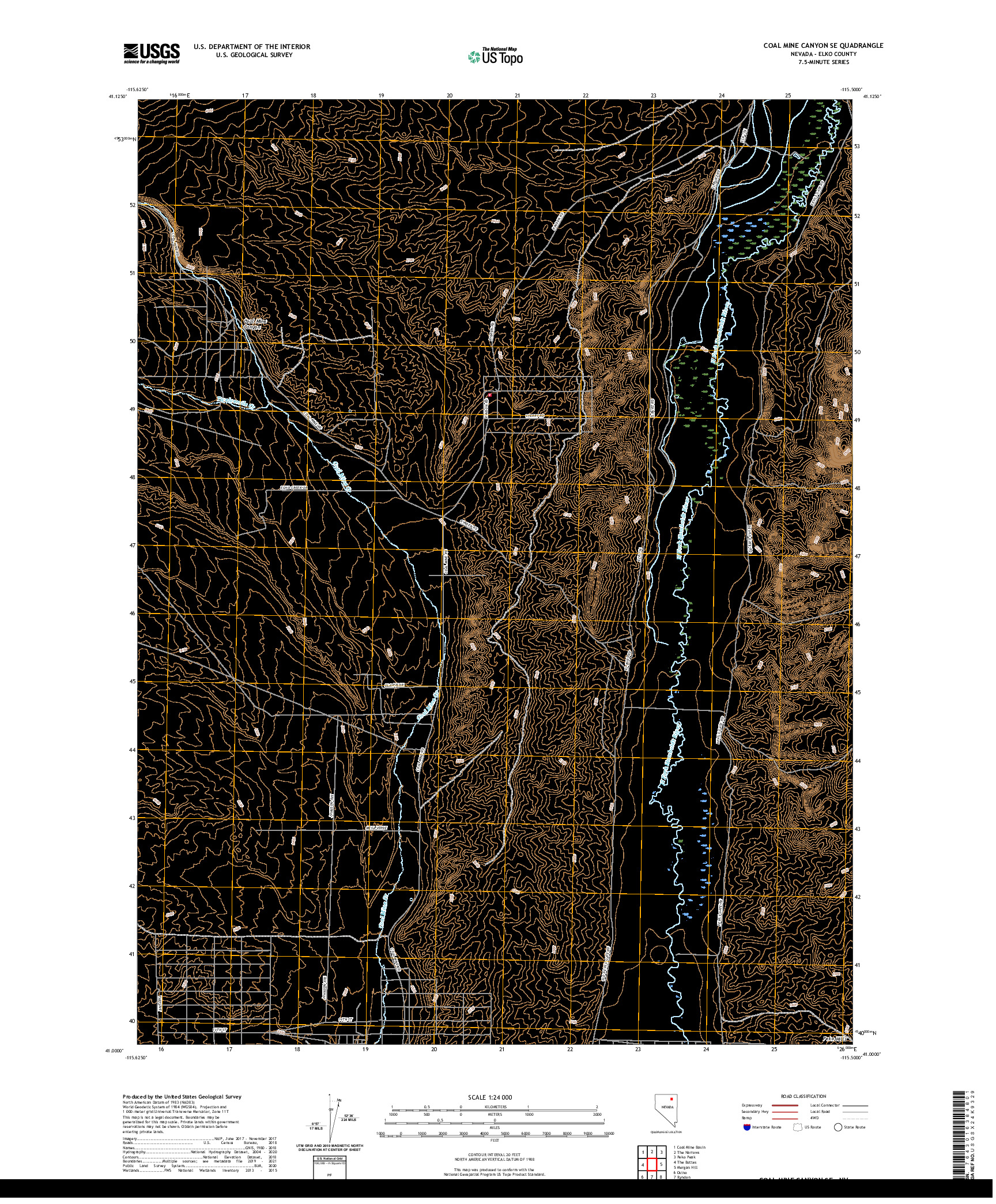 US TOPO 7.5-MINUTE MAP FOR COAL MINE CANYON SE, NV