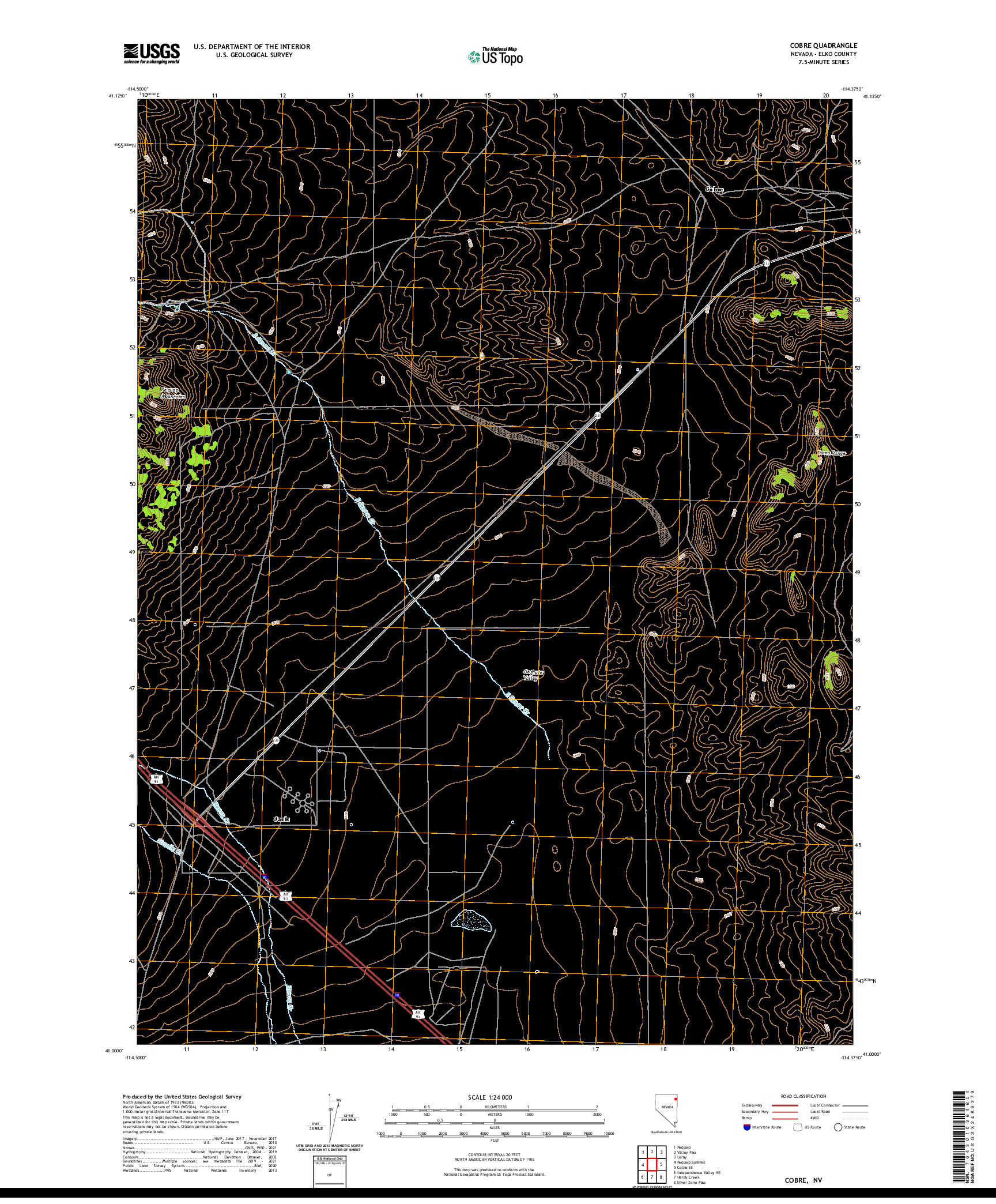 US TOPO 7.5-MINUTE MAP FOR COBRE, NV