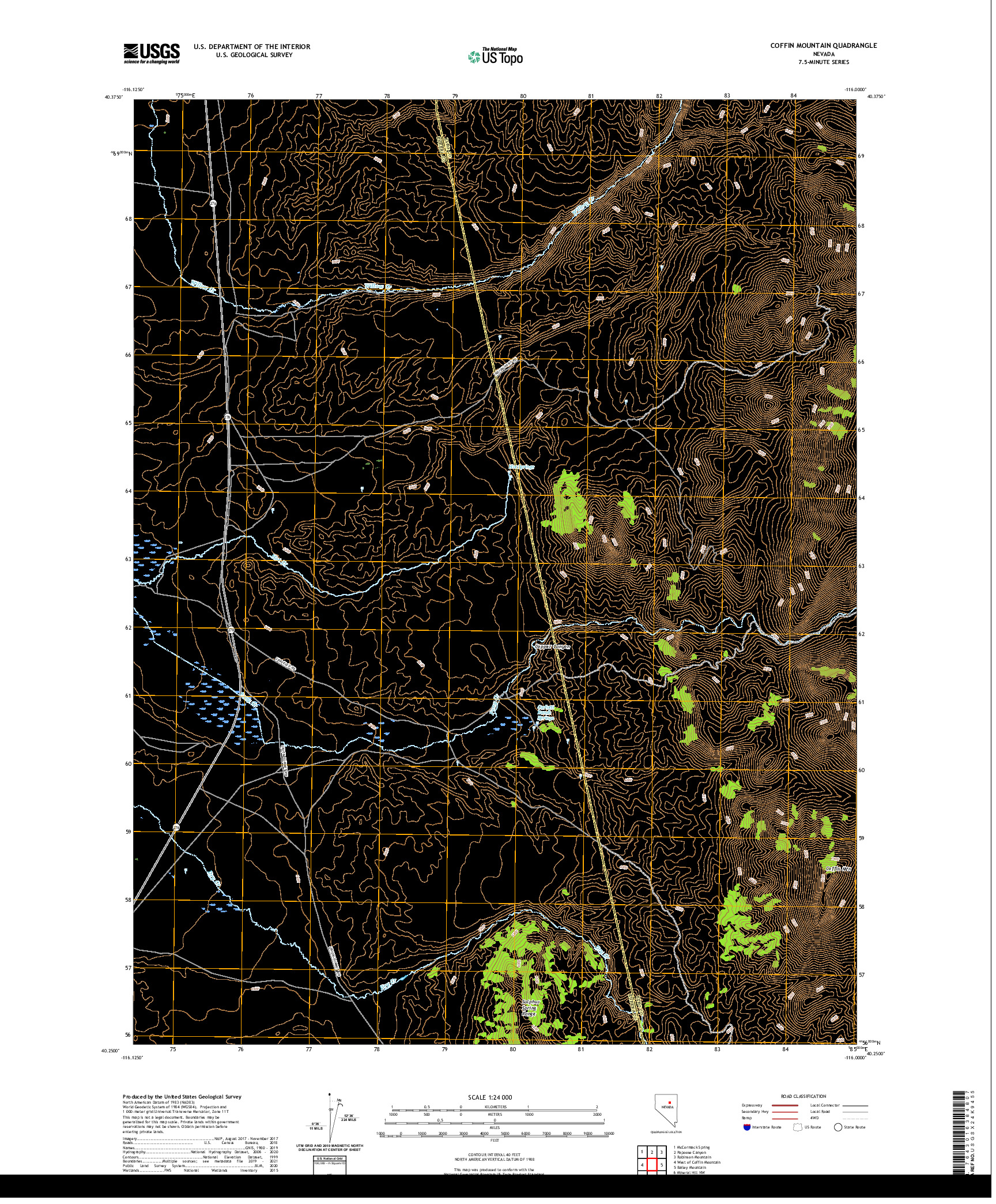 US TOPO 7.5-MINUTE MAP FOR COFFIN MOUNTAIN, NV