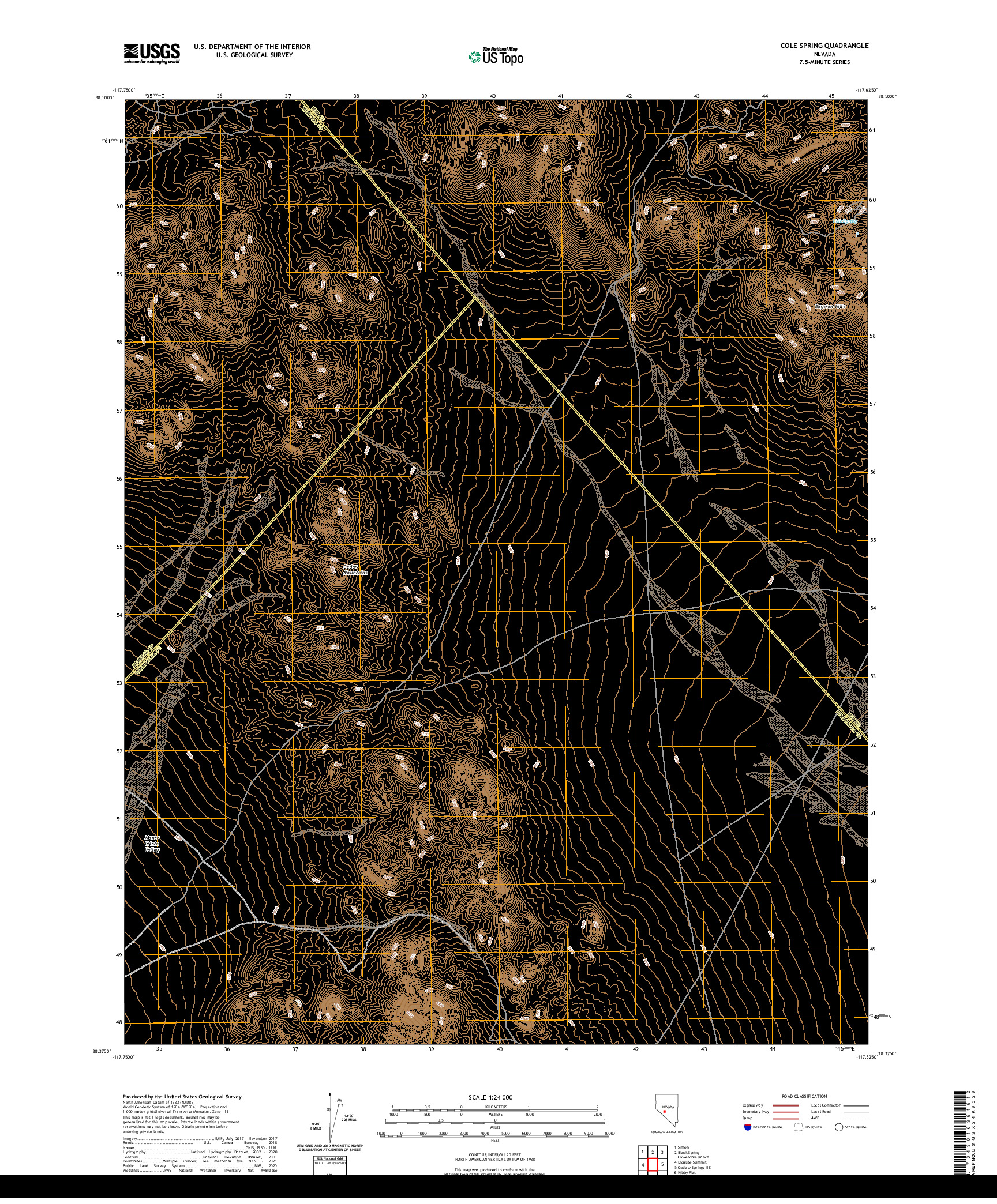 US TOPO 7.5-MINUTE MAP FOR COLE SPRING, NV