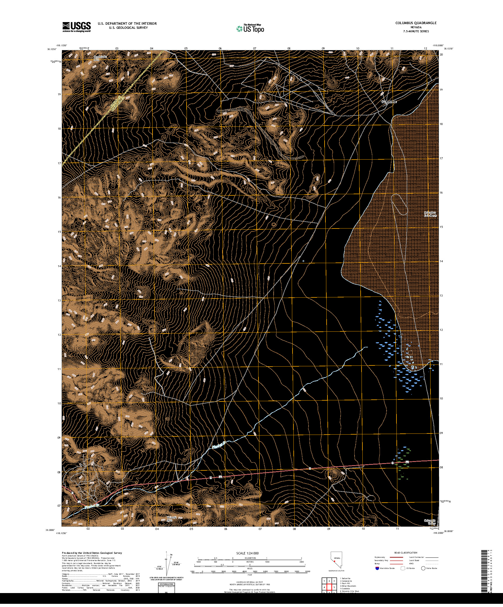 US TOPO 7.5-MINUTE MAP FOR COLUMBUS, NV