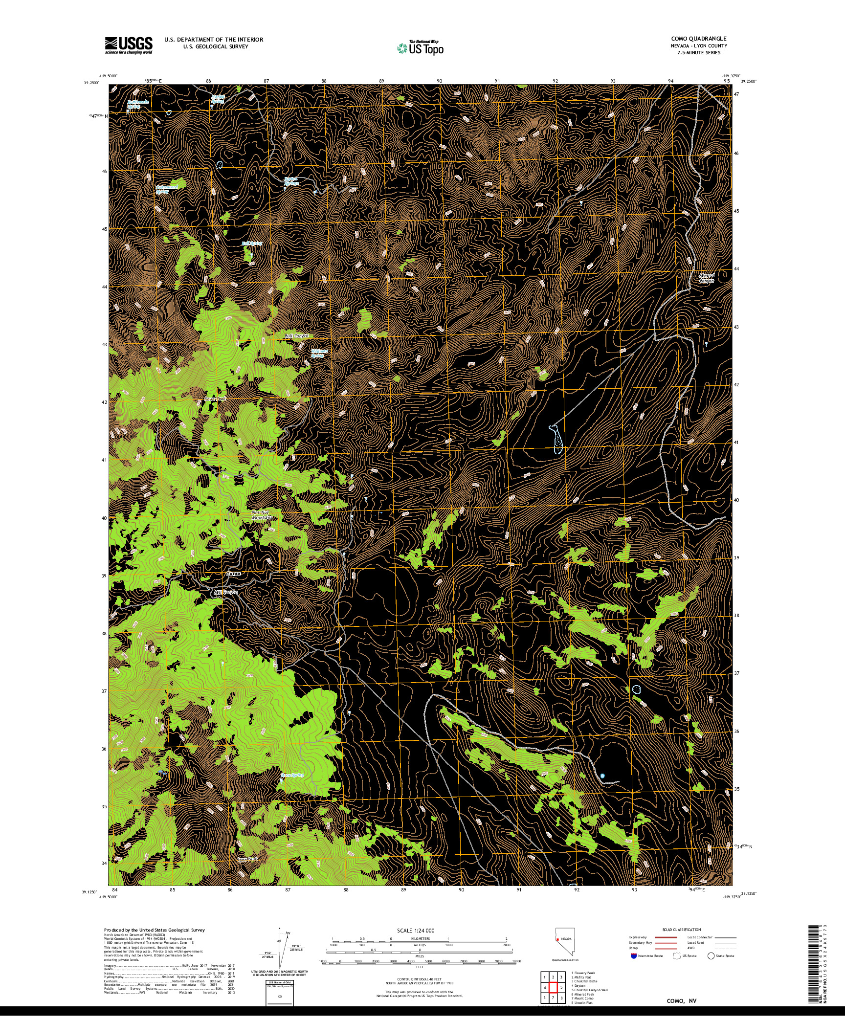 US TOPO 7.5-MINUTE MAP FOR COMO, NV