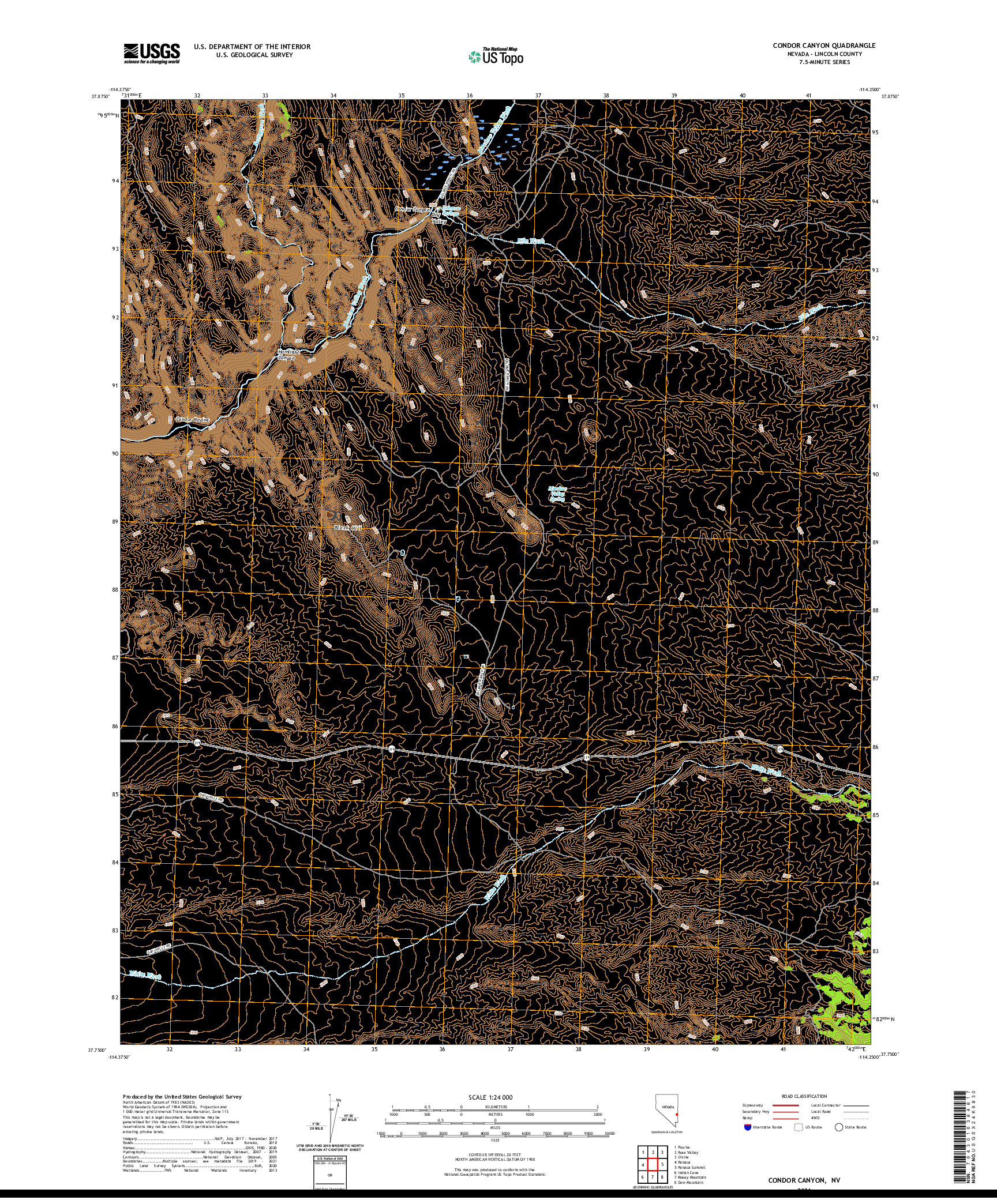 US TOPO 7.5-MINUTE MAP FOR CONDOR CANYON, NV