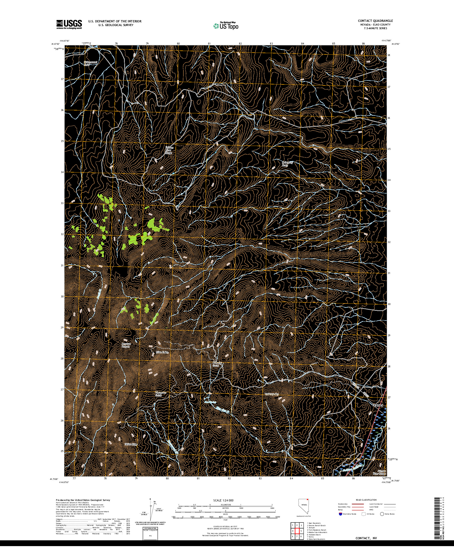 US TOPO 7.5-MINUTE MAP FOR CONTACT, NV