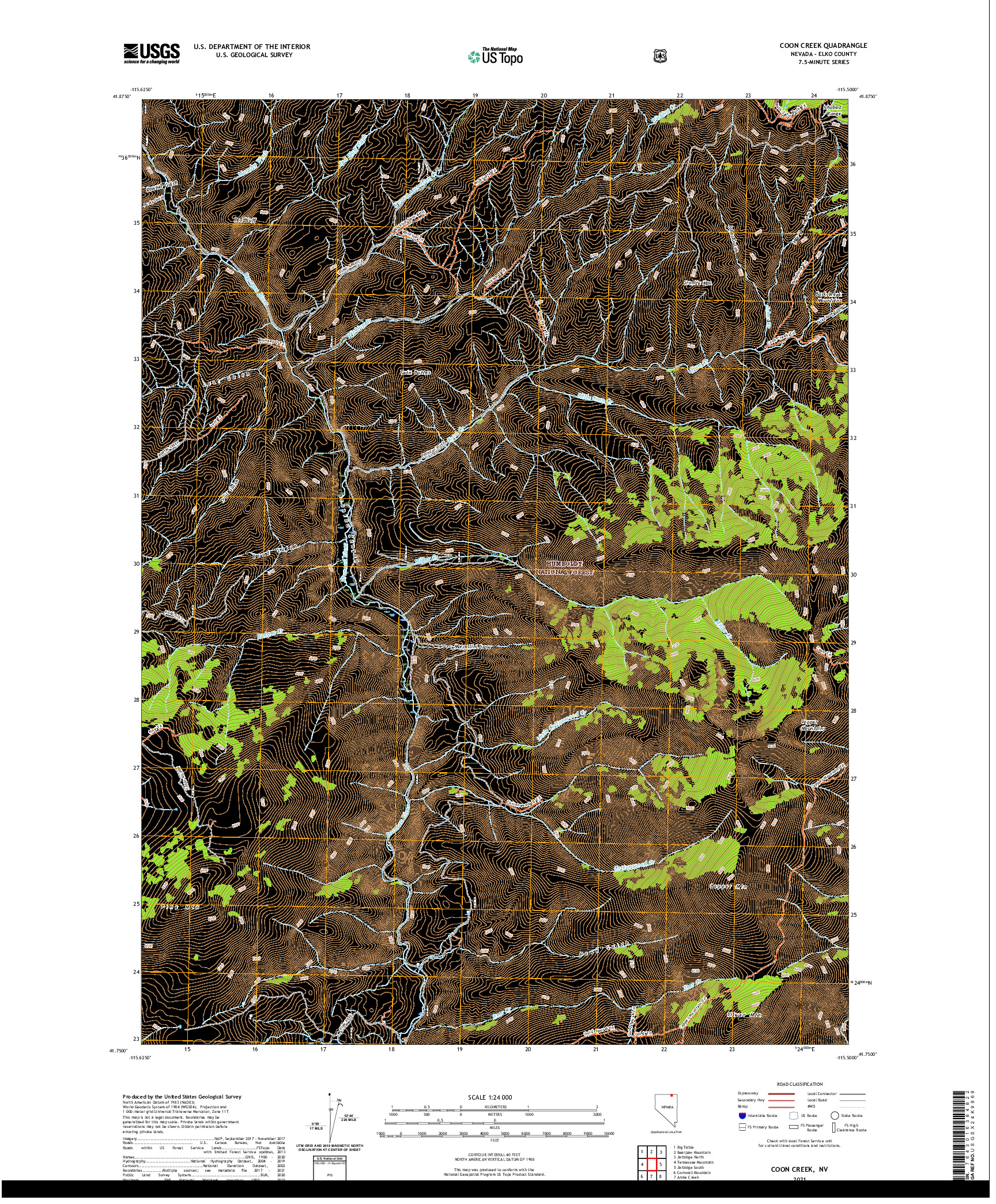 US TOPO 7.5-MINUTE MAP FOR COON CREEK, NV