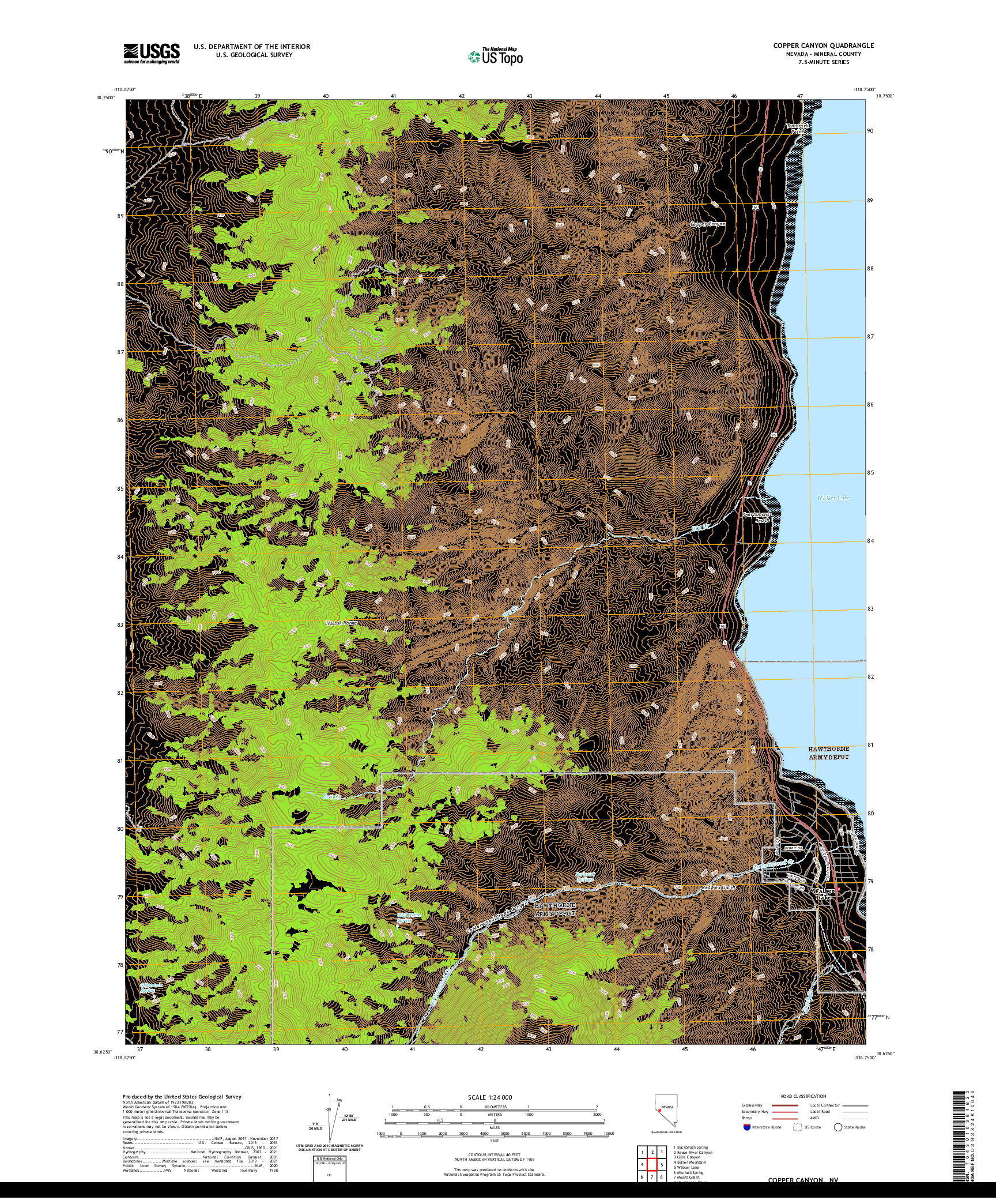 US TOPO 7.5-MINUTE MAP FOR COPPER CANYON, NV