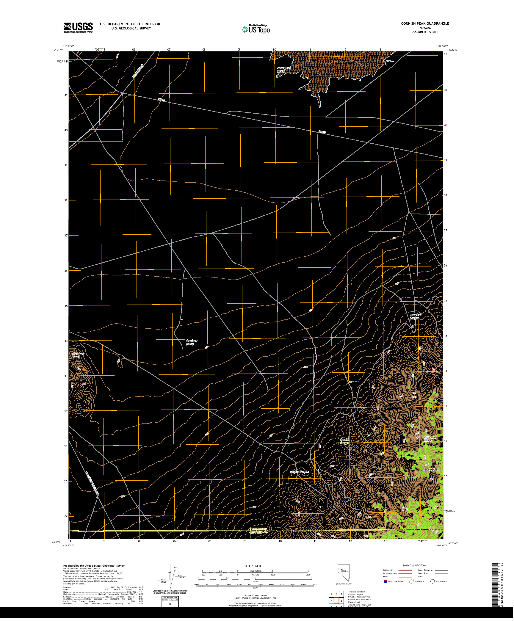 US TOPO 7.5-MINUTE MAP FOR CORNISH PEAK, NV