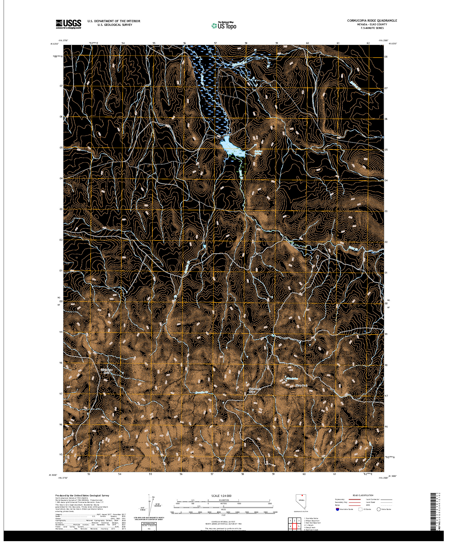 US TOPO 7.5-MINUTE MAP FOR CORNUCOPIA RIDGE, NV