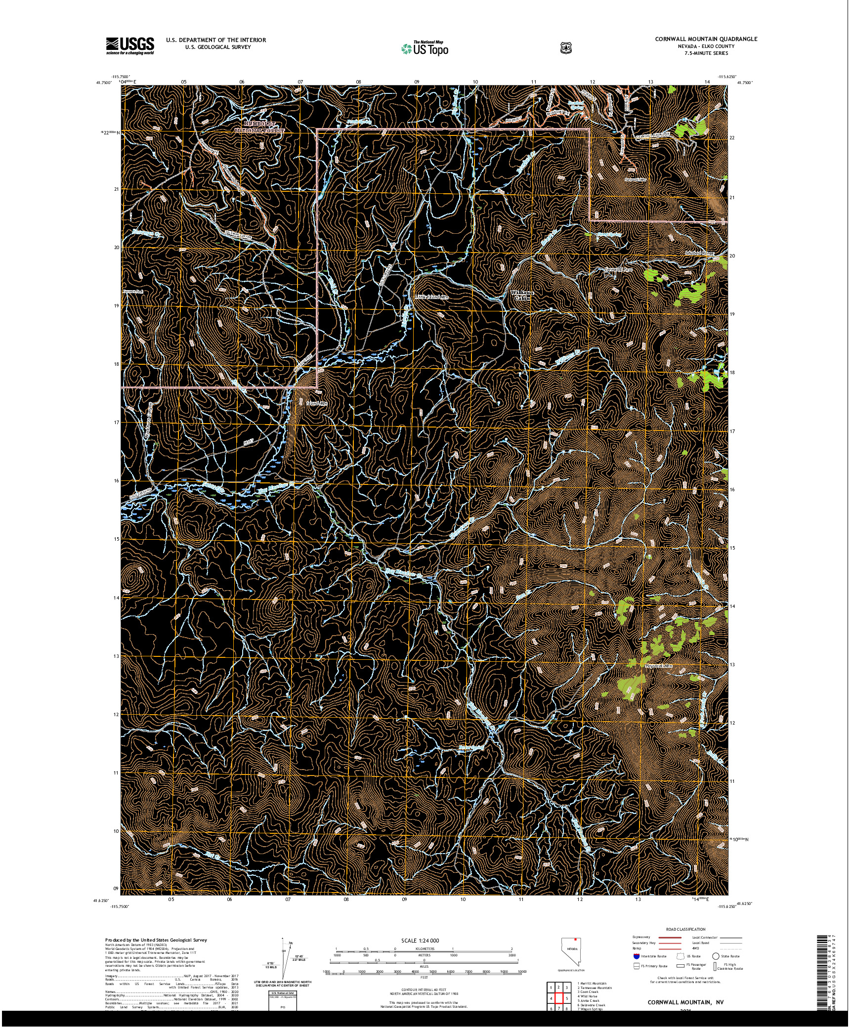 US TOPO 7.5-MINUTE MAP FOR CORNWALL MOUNTAIN, NV