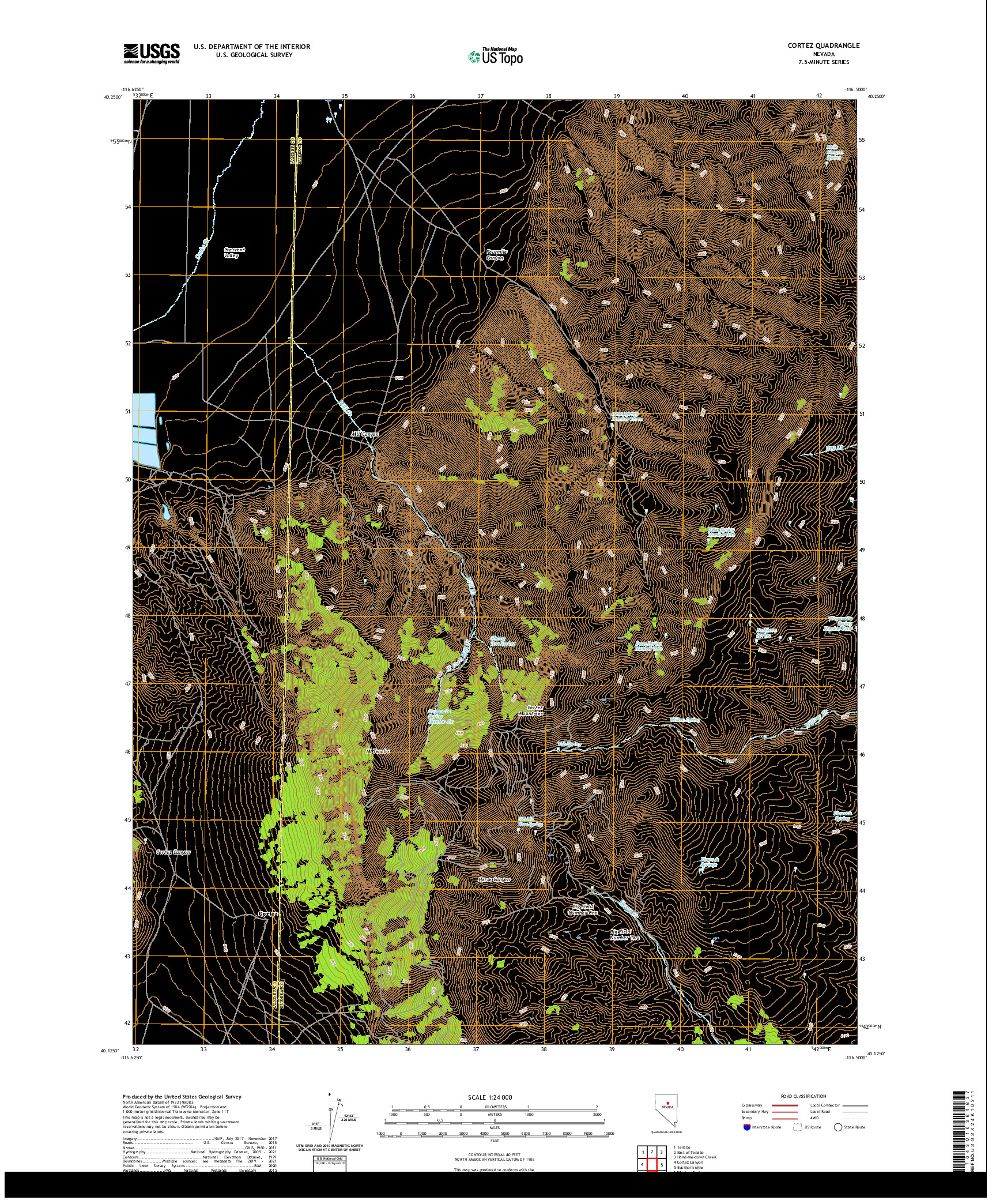 US TOPO 7.5-MINUTE MAP FOR CORTEZ, NV