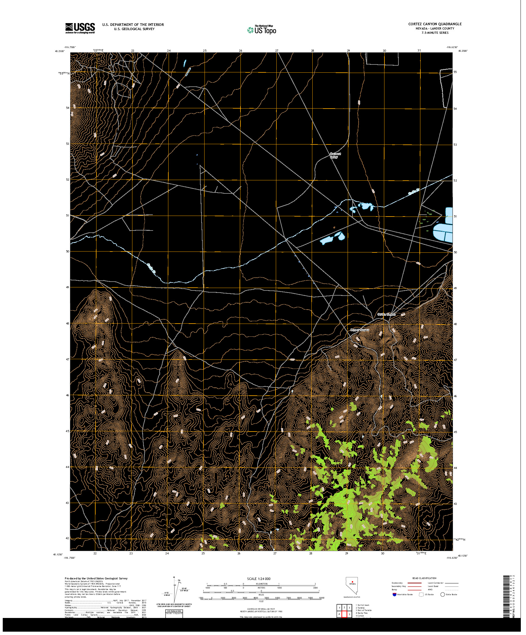 US TOPO 7.5-MINUTE MAP FOR CORTEZ CANYON, NV