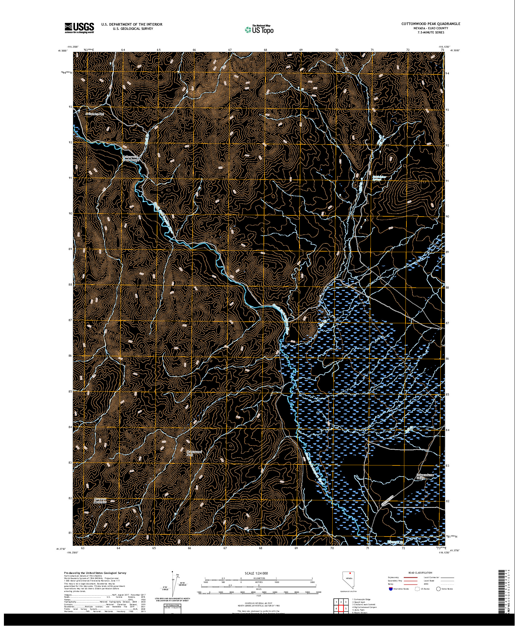 US TOPO 7.5-MINUTE MAP FOR COTTONWOOD PEAK, NV